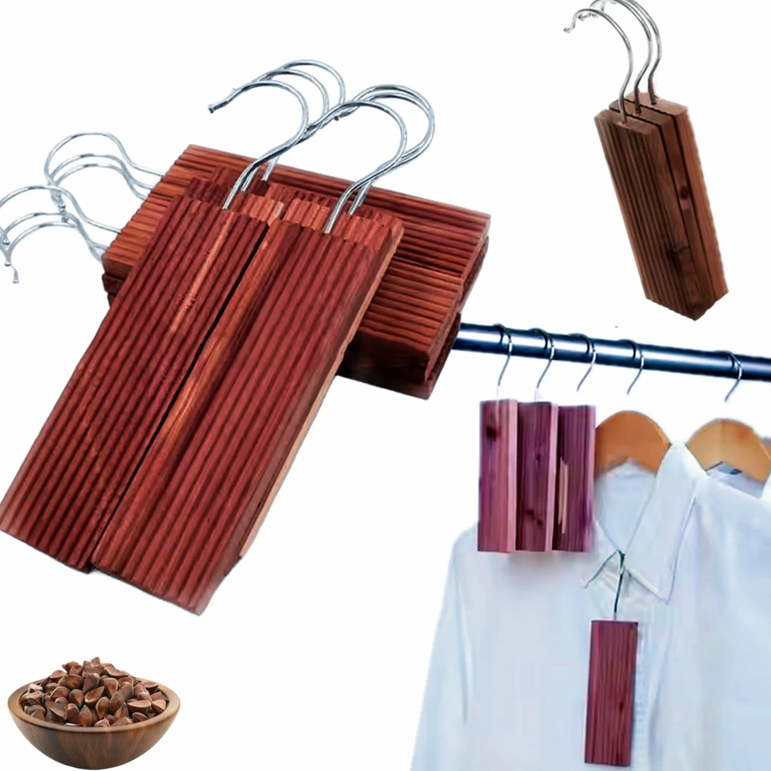 Qivine Naturalne drewno cedrowe, ochrona przed molami, 15 sztuk, pułapka na mole na ubrania, produkt naturalny, do zwalczania moli, do zawieszenia wieszaków na ubrania, szuflad