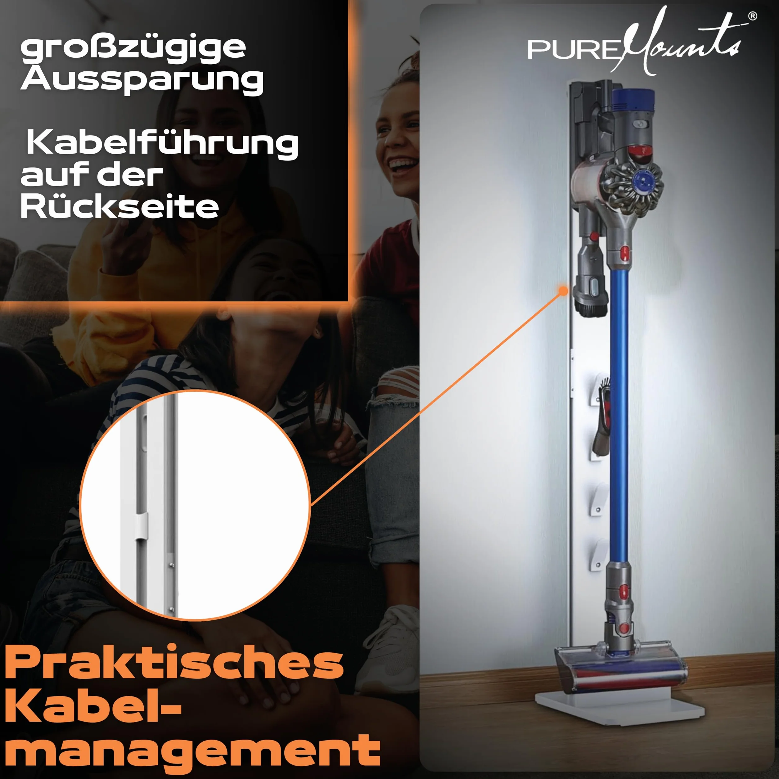 Puremounts Stojak na Odkurzacz Biały