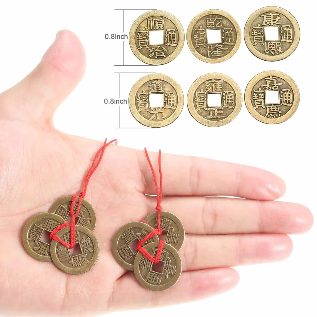 100 sztuk monet na szczęście I-Ching dla zdrowia i dobrobytu, chińskie monety Feng Shui, 2 cm