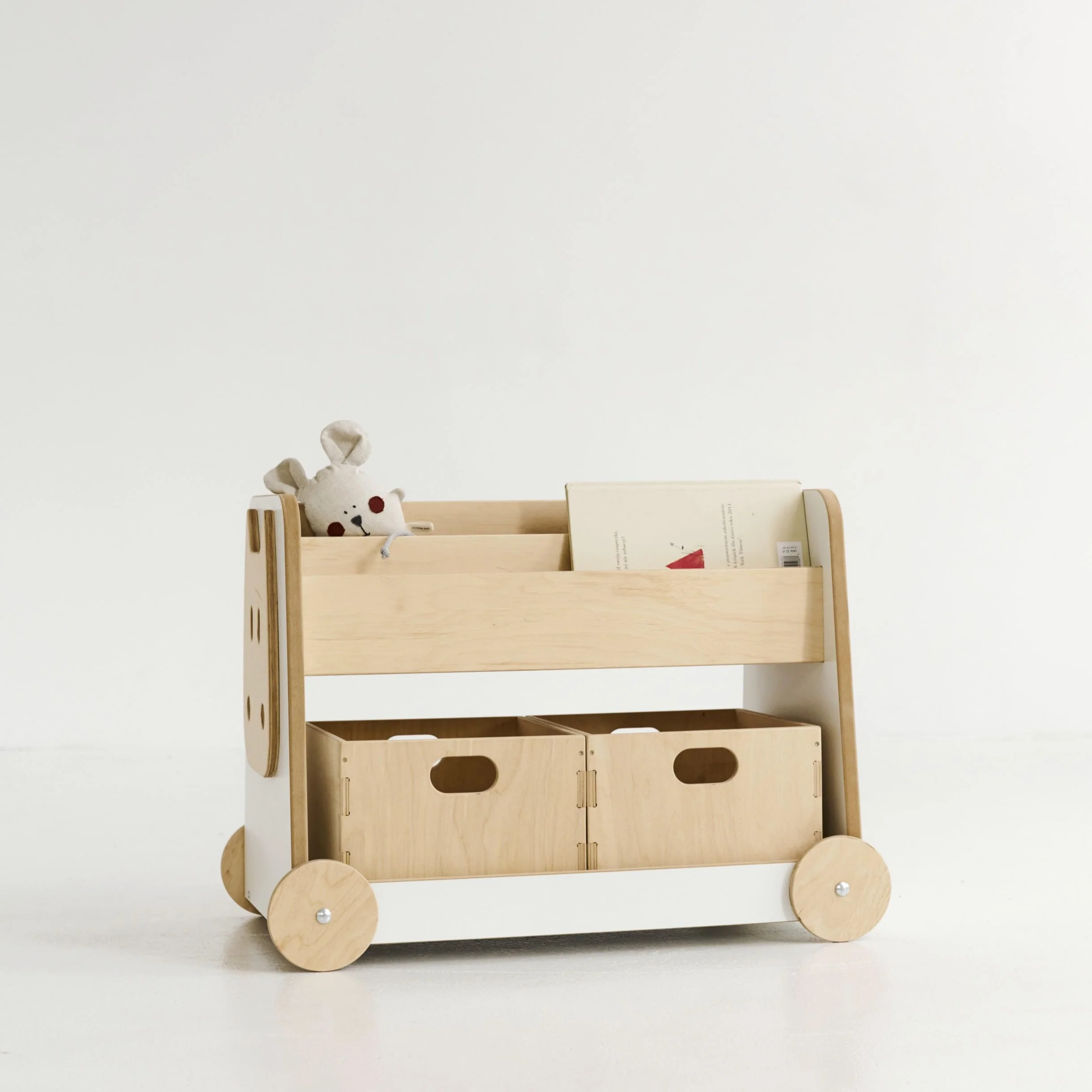 Babywood Regał na książki na kółkach | bezpieczny regał na książki dla dzieci | regał na książki Montessori | regał na książki magazynowe