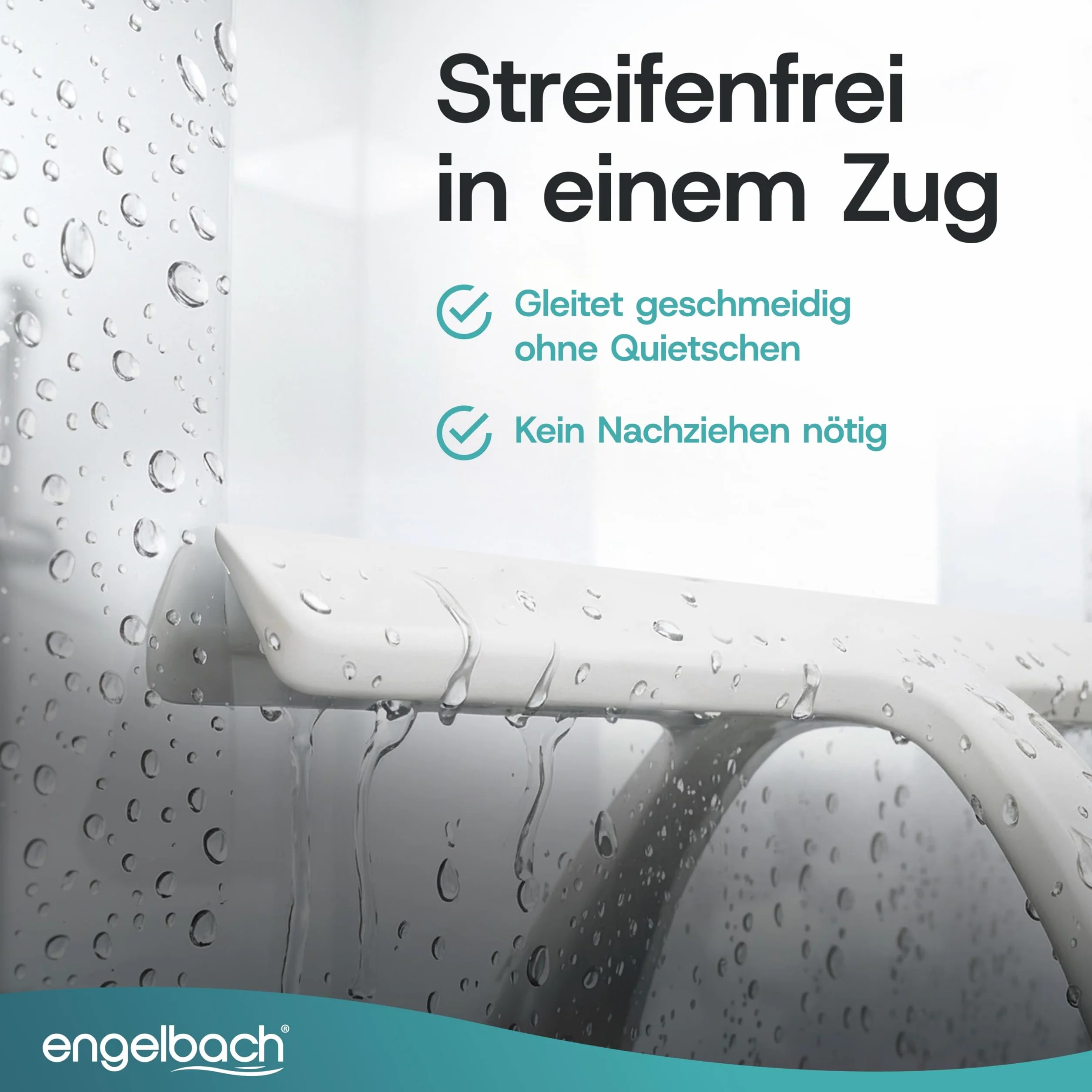 Engelbach® Ściągaczka do prysznica – bez smug i bez piszczenia – ergonomiczna ściągaczka z antypoślizgowym uchwytem – ściągaczka do okien, w zestawie 2 uchwyty, 21cm, Biały