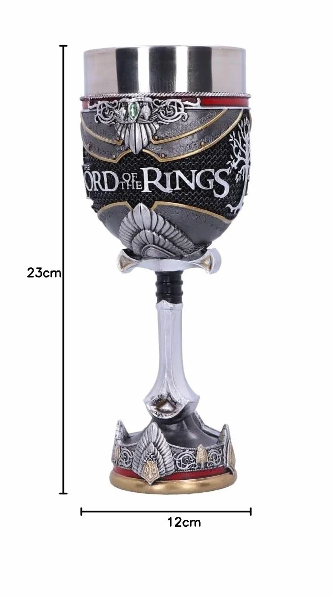 Nemesis Now Oficjalnie licencjonowany kielich Aragorn Władca Pierścieni, srebrny, 19,5 cm