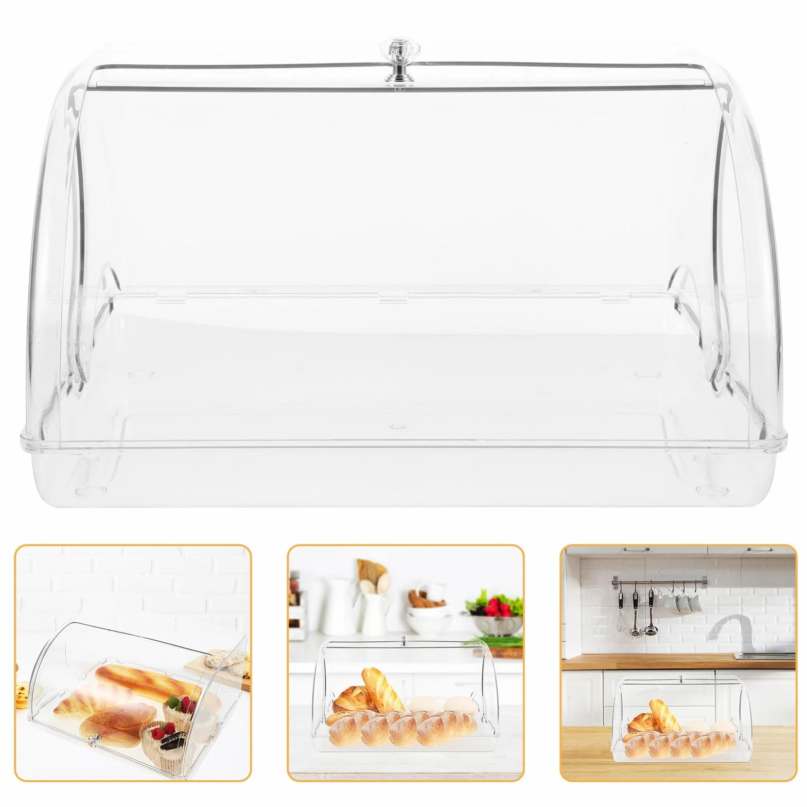 Generic Hermetyczny Pojemnik Chleb z Rolowanym Wieczkiem Plastikowy Pojemnik Do Przechowywania Domowego Chleba Bułek Ciastek i Muffinek Praktyczny Organizer Blaty Kuchenne i Restauracje