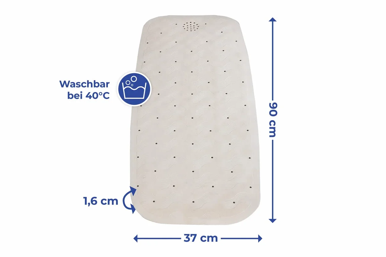 Mata do wanny z naturalnego kauczuku Wenko 37 x 90 x 1,6 cm beżowa