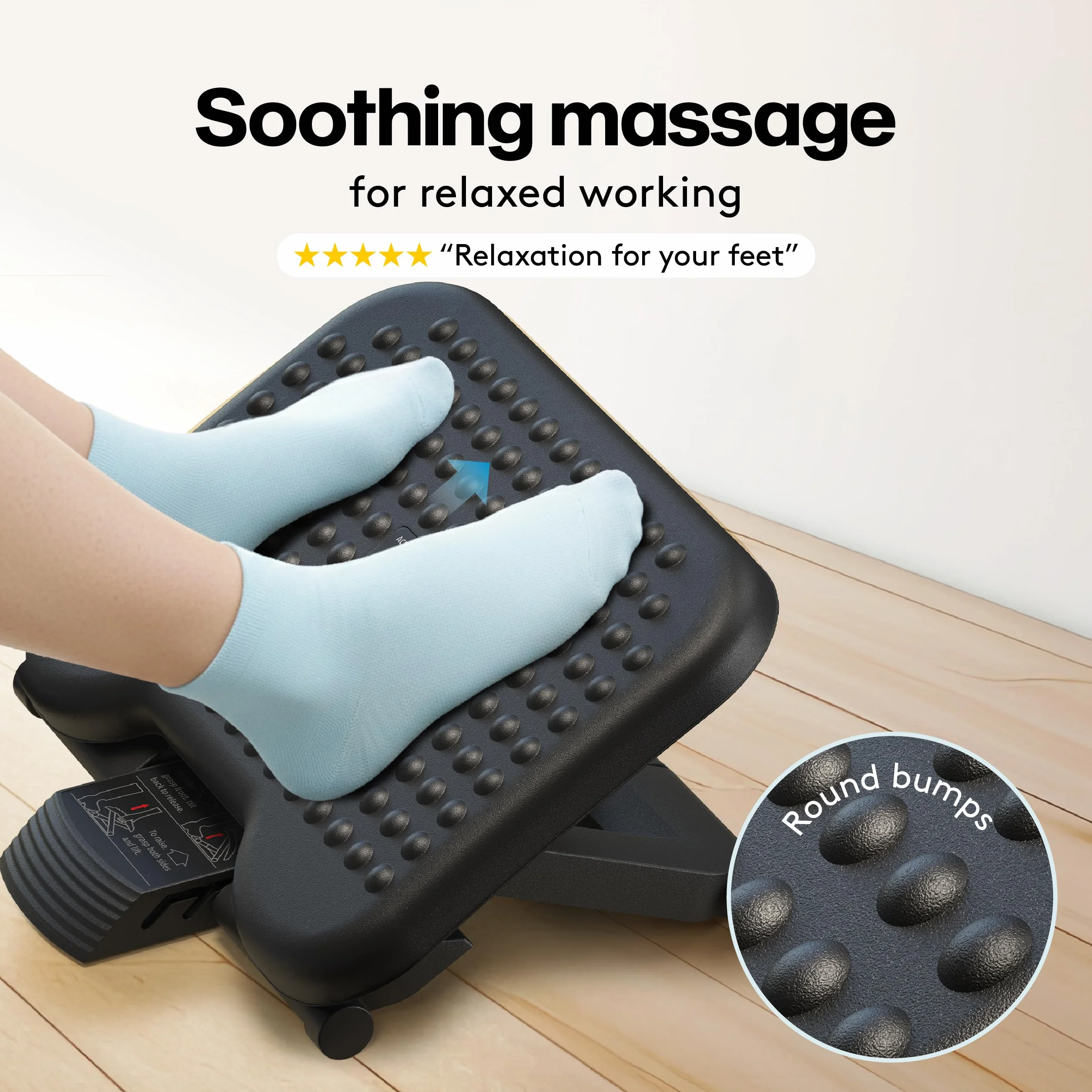 ACROPAQ - Podnóżek biurkowy - Antypoślizgowy, 3 regulowane wysokości, nachylenie od -30 do +30 stopni - Ergonomiczny podnóżek, podnóżek - Szary