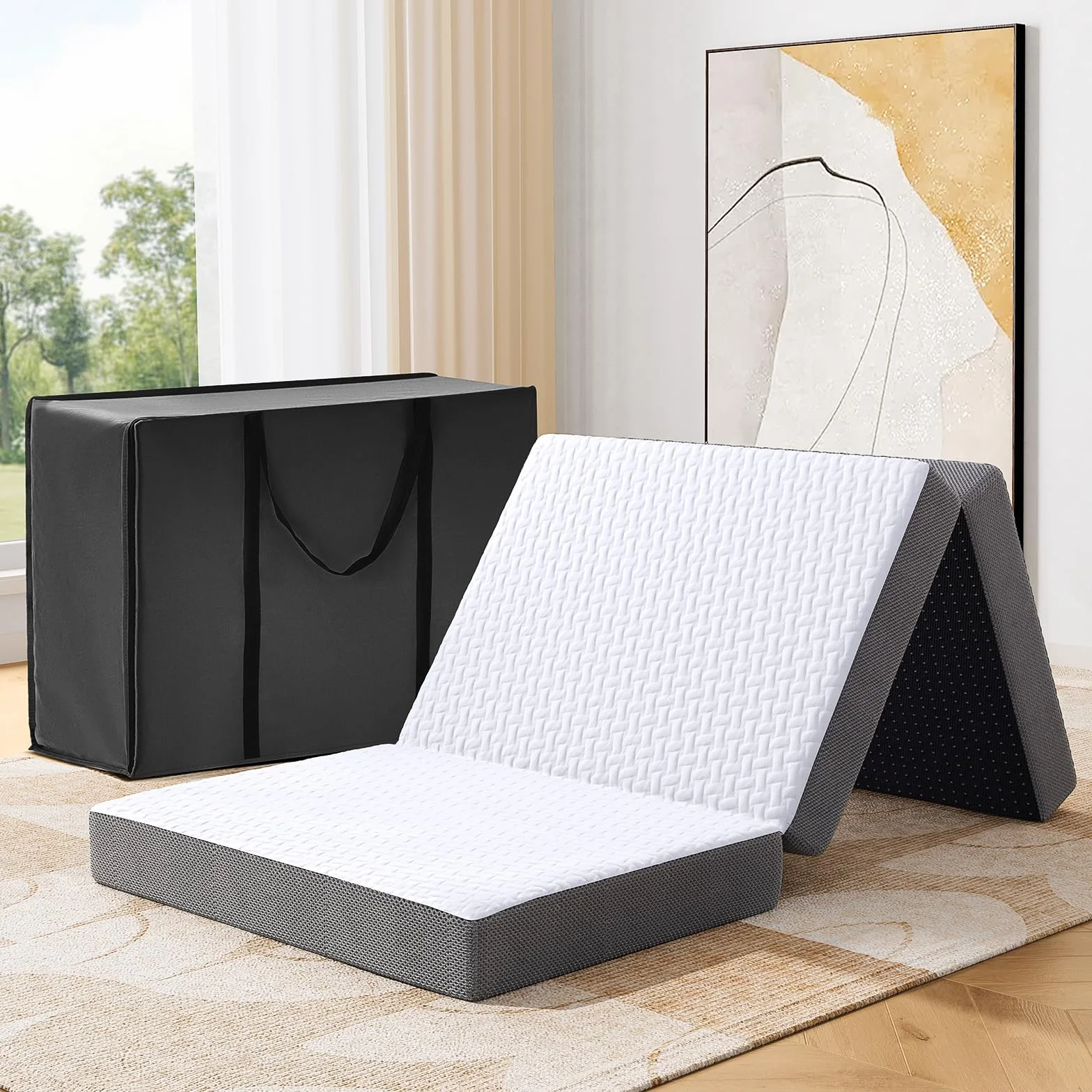 Składany materac 65 x 195 x 15 cm, bardzo gruby składany materac dla gości, zmywalny materac kempingowy dla dorosłych