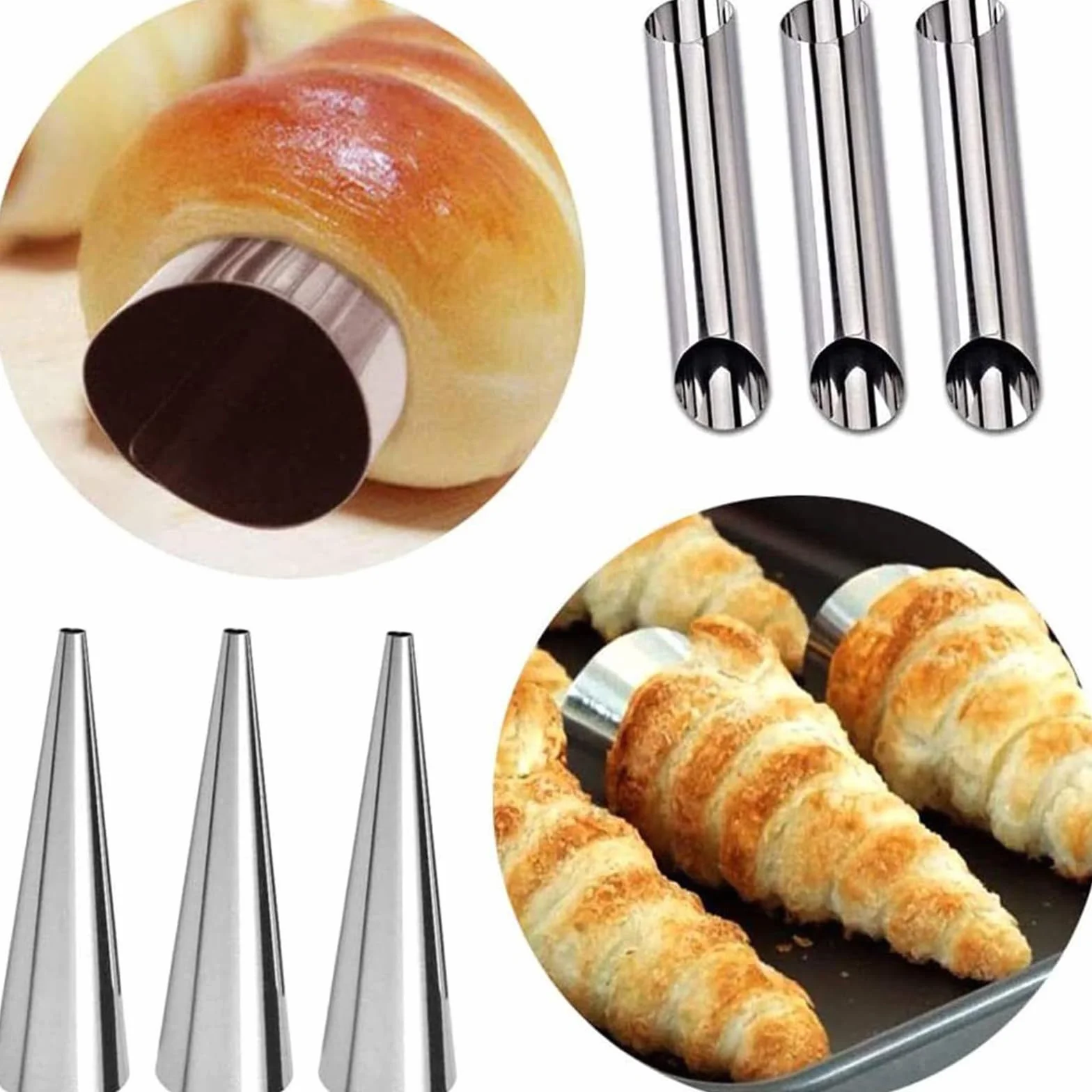 Cannoli forma do pieczenia – 21 sztuk, stal nierdzewna, forma do pieczenia rogalików, gładka i piękna, łatwa do czyszczenia, forma ze szczotką do czyszczenia rurek cannoli, rogalików