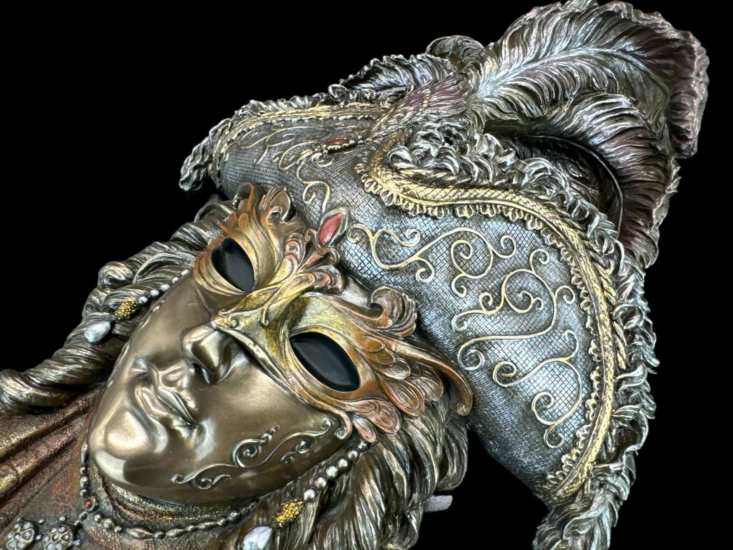 57 SPECIAL REPLICAS Rzeźba dekoracyjna figurka – cudowna maska wenecka z kapeluszem – figurka jako prezent do salonu, dekoracja figurki, dekoracja