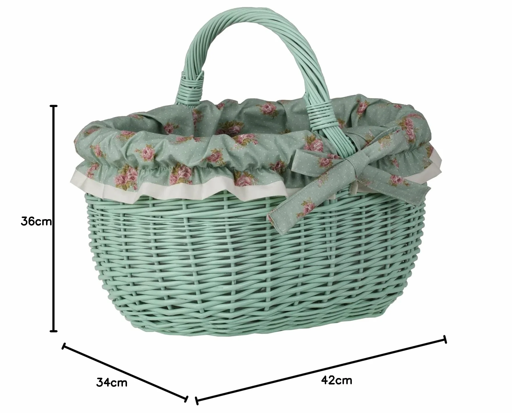 e-wicker24 Koszyk na zakupy z wikliny, styl vintage, kosz wiklinowy owalny miętowy