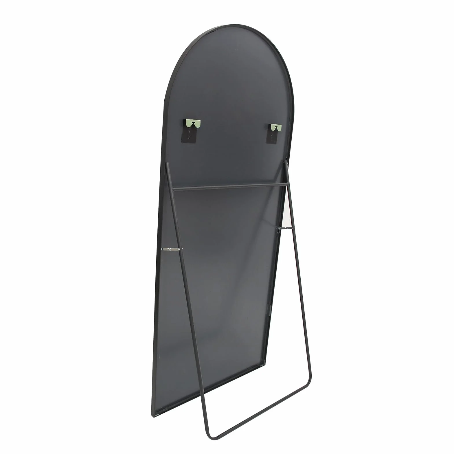 Lustro o pełnej długości, 180 x 80 cm, łukowate lustro Shpe, wolnostojące, duże lustro stojące ze stopu aluminium, do garderoby, przedpokoju, sypialni (czarne)