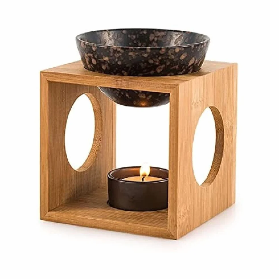 pajoma Lampa zapachowa Fire z bambusa/ceramiki, dł. 12 x szer. 12 x wys. 12,5 cm
