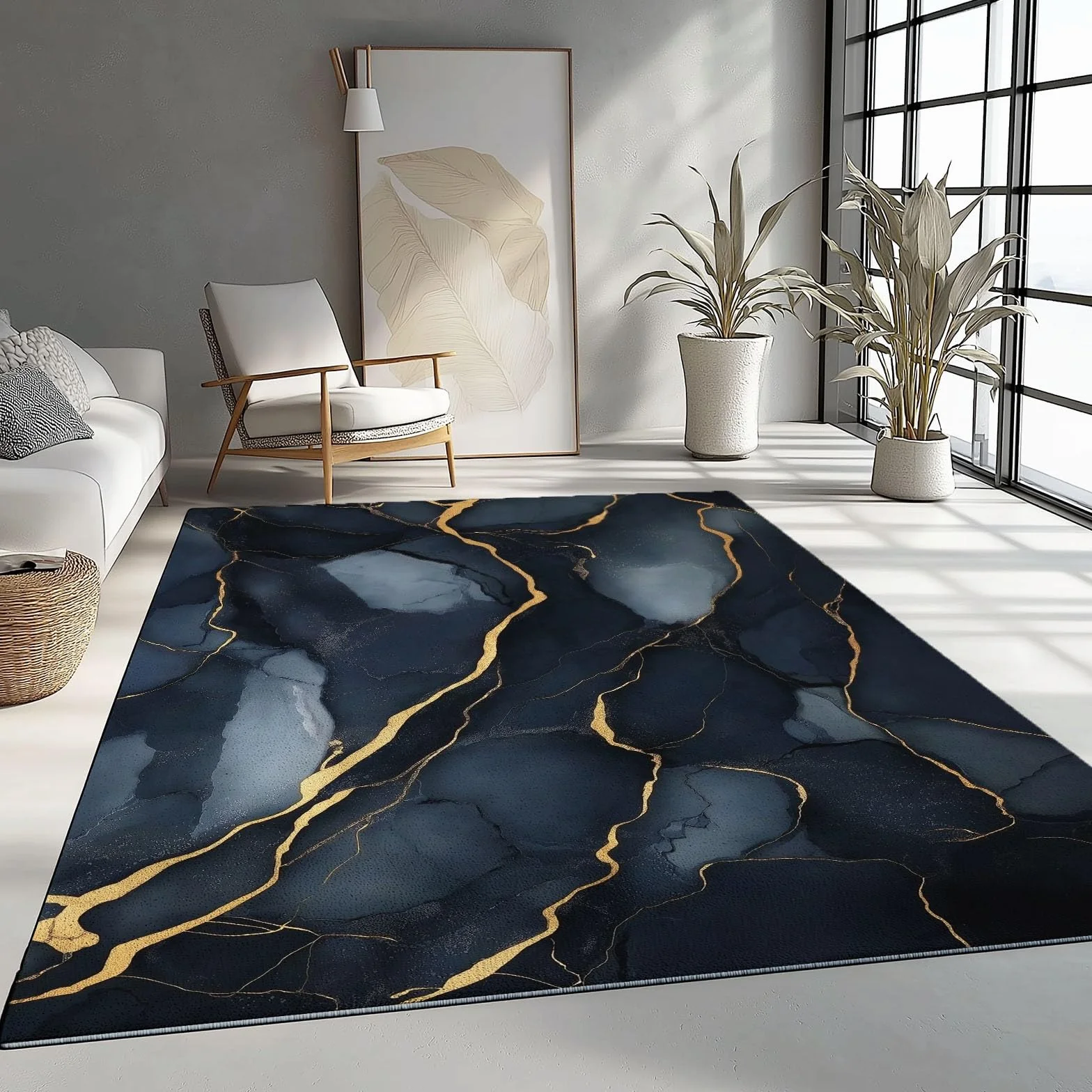 Nowoczesny czarny marmurowy dywan 120 x 180 cm krótkie runo, dywan do salonu, można prać w pralce, mata do sypialni, stylowa dekoracja domu, łatwy do czyszczenia, miękki dywan