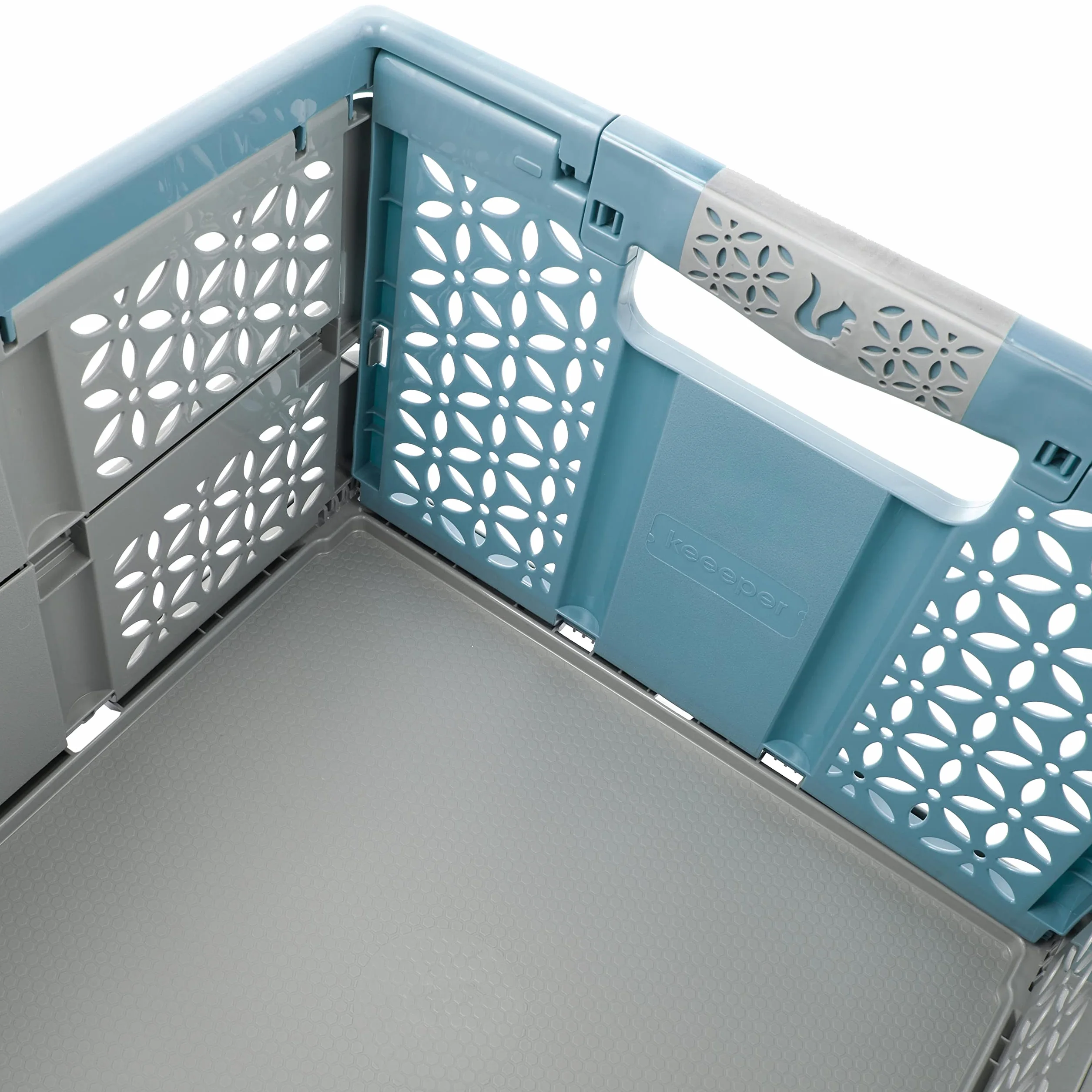 Keepper Stabilny składany kosz z miękkimi uchwytami 48x34,5x23,5 cm 32 l Lea Nordic Blue