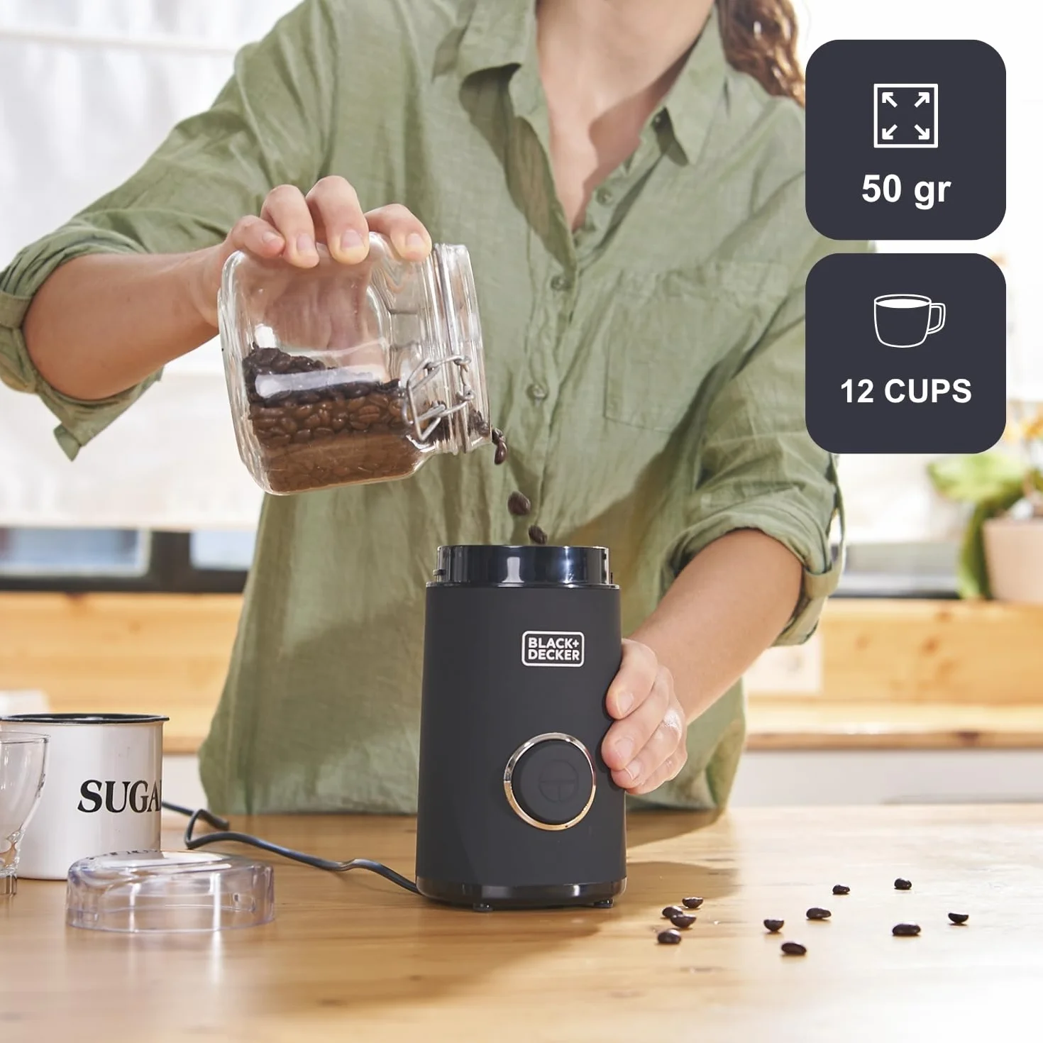 Black+Decker Bxcg150E Młynek do Kawy, Czarny, 50 g