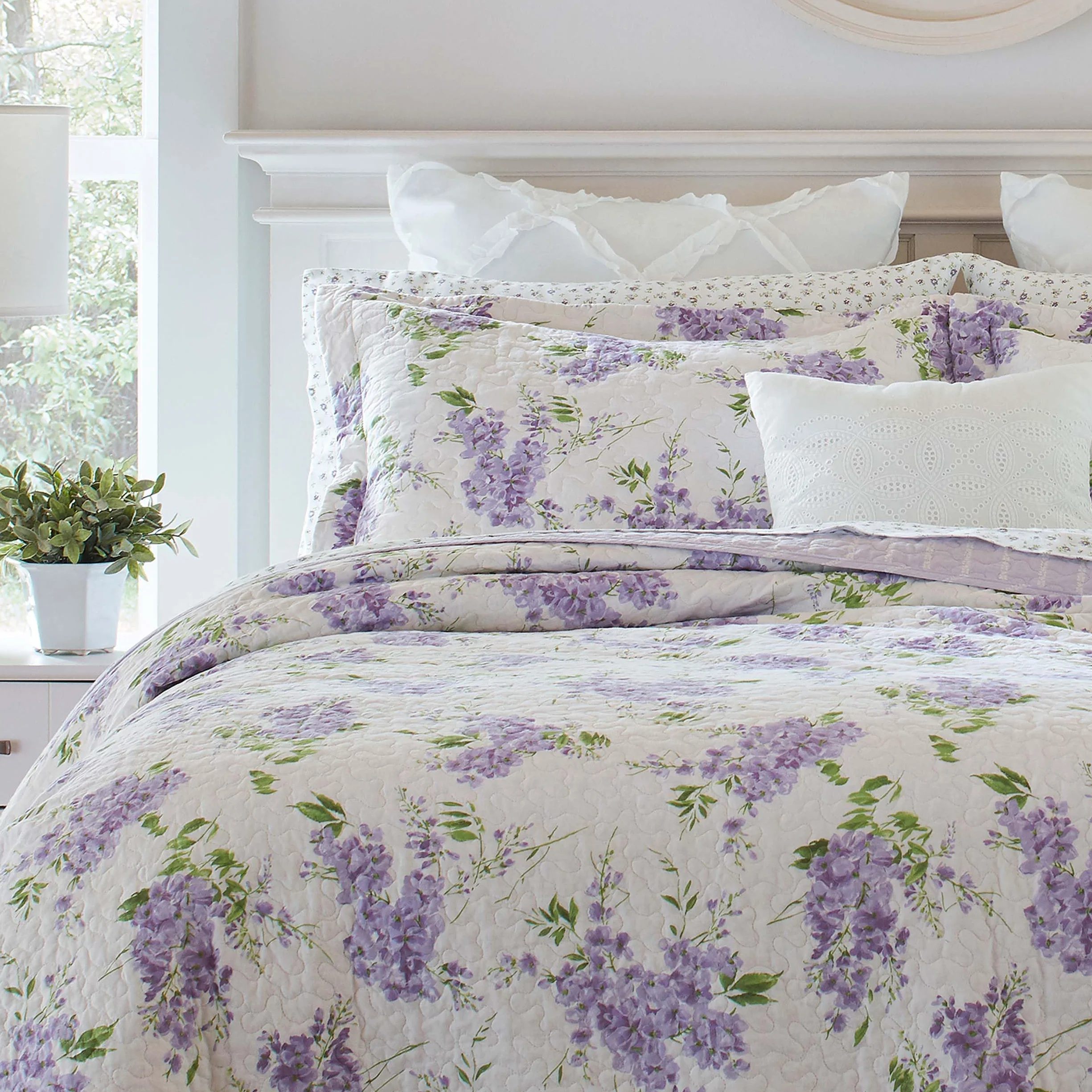 Laura Ashley Home Keighley Collection Zestaw kołder 100% bawełna dwustronna pościel podwójna liliowa