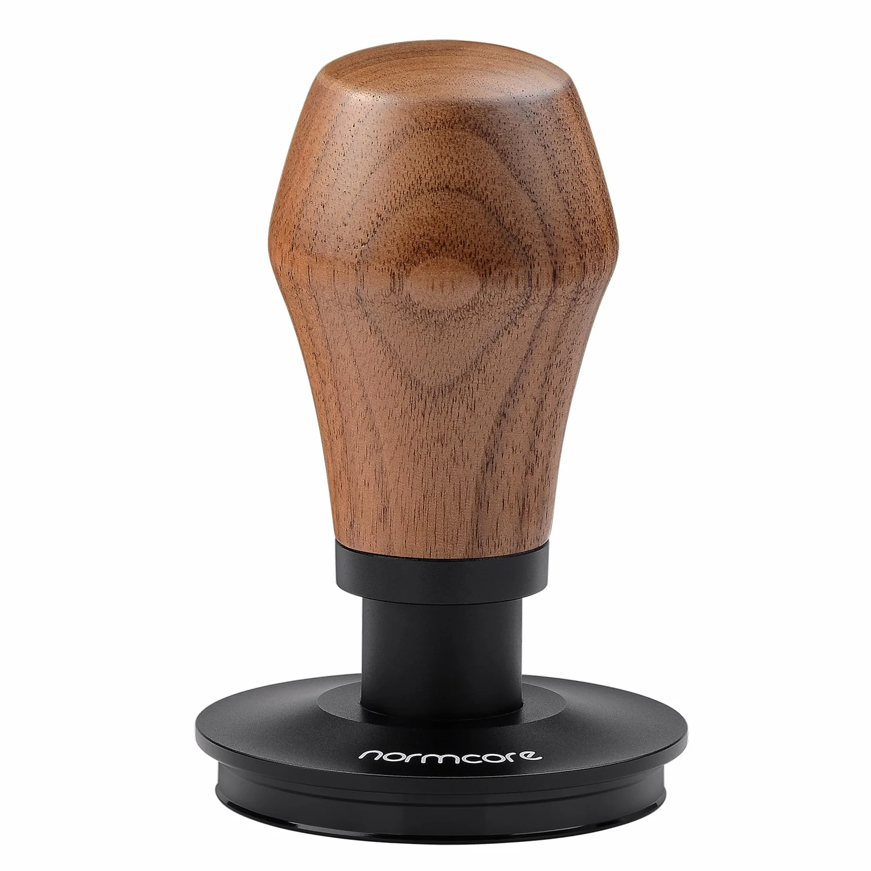 Normcore 58,5 mm tamper do kawy espresso V4, sprężynowy tamper z tytanową powłoką PVD płaska podstawa - 6,8 kg / 11,3 kg / 13,6 kg zapasowe sprężyny, oryginalny uchwyt z orzecha amerykańskiego