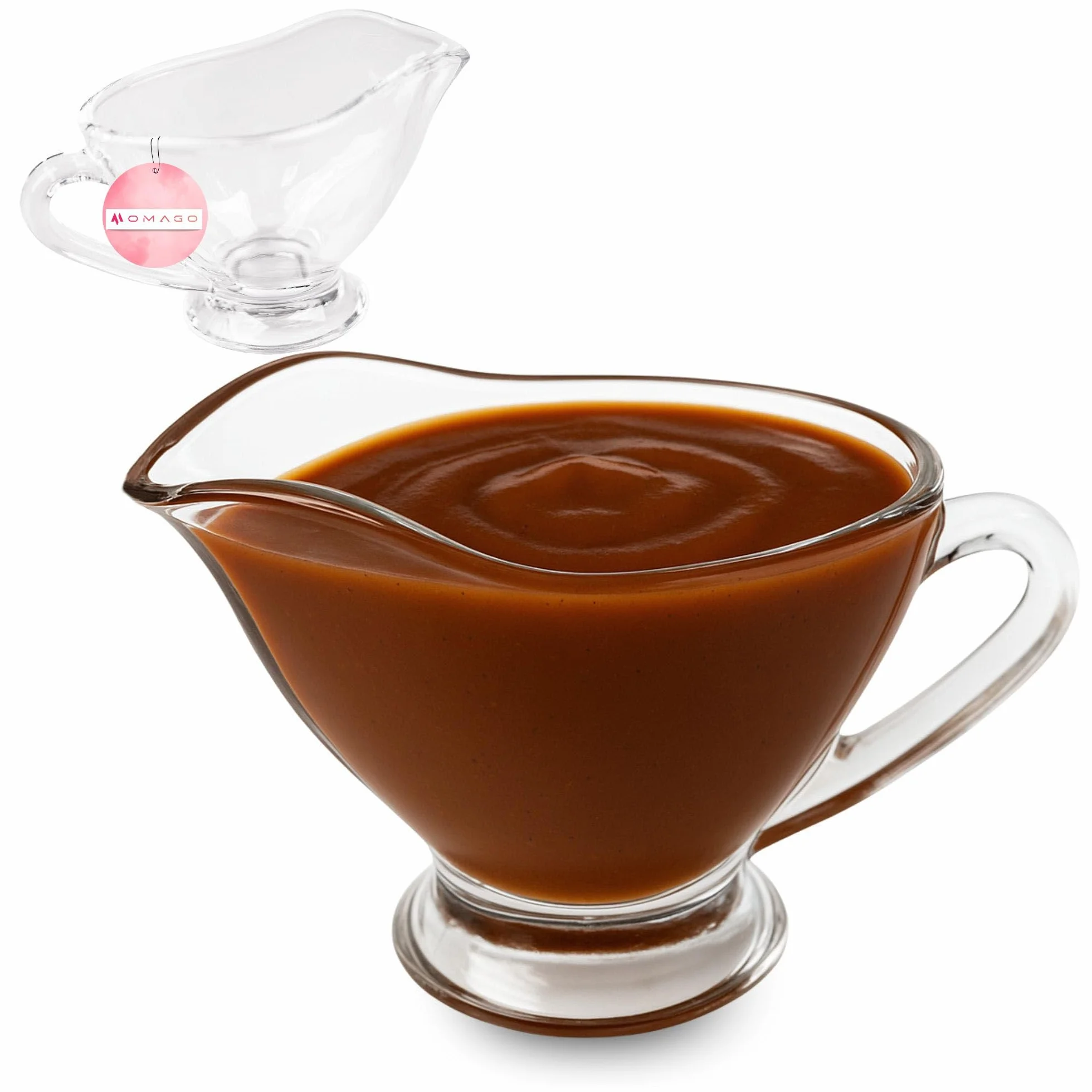OMAGO® Szklana sosjerka 160 ml z uchwytem, przezroczyste naczynie do sosów i dipów, elegancki dzbanek stołowy