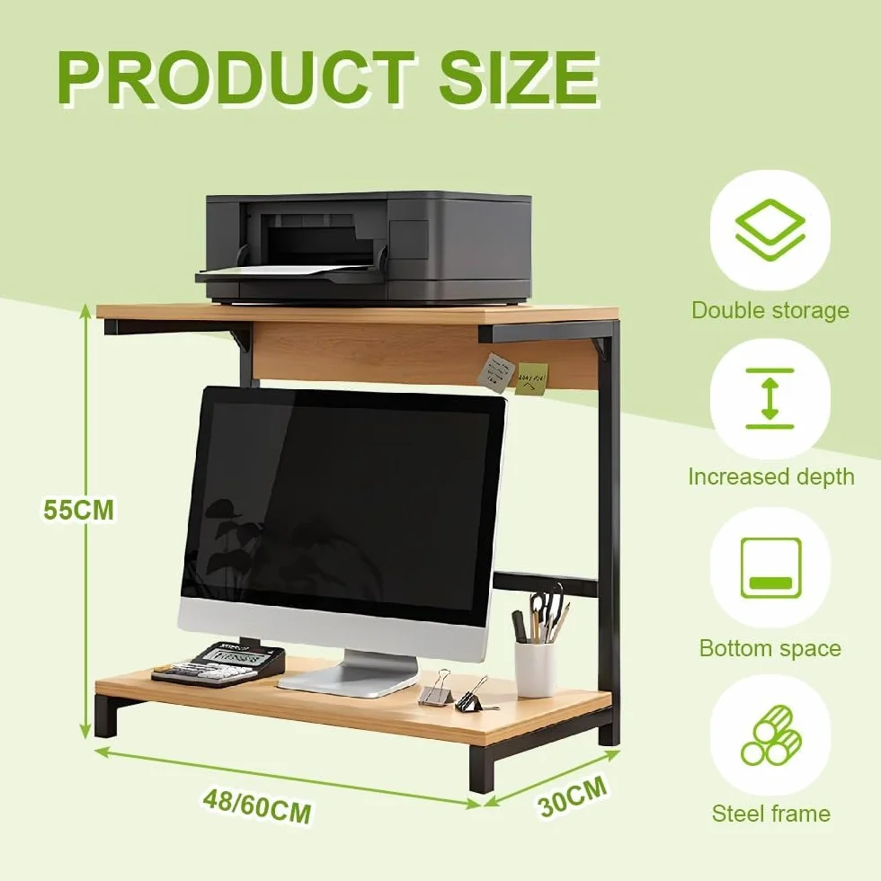 2-poziomowy stojak na drukarkę z półką do przechowywania do domowego biura i organizacji kuchni