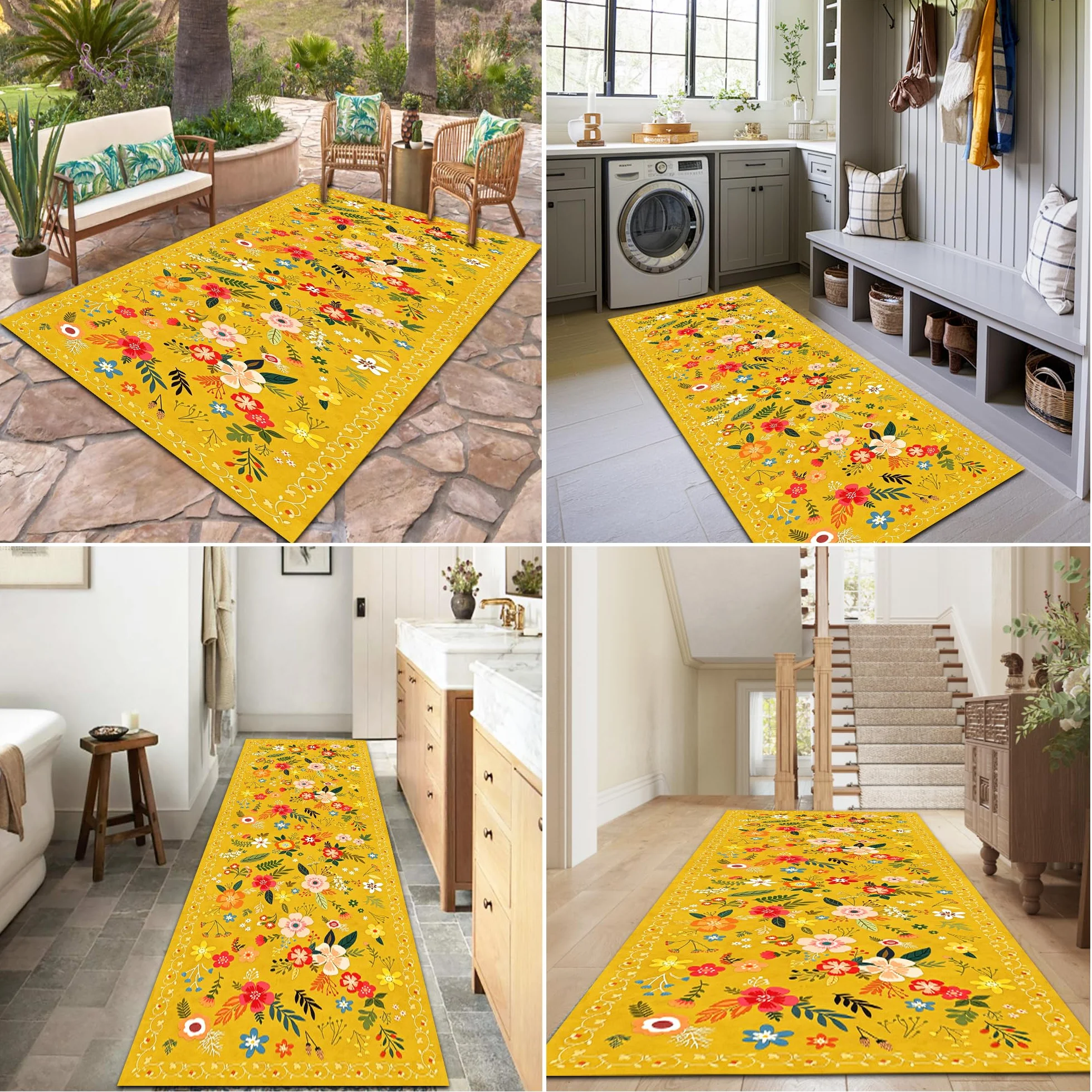 Długi chodnik do przedpokoju, nadaje się do prania, chodnik do kuchni, 40 x 300 cm, wytrzymały chodnik do przedpokoju, wycieraczka do wewnątrz, antypoślizgowy dywan do drzwi wejściowych