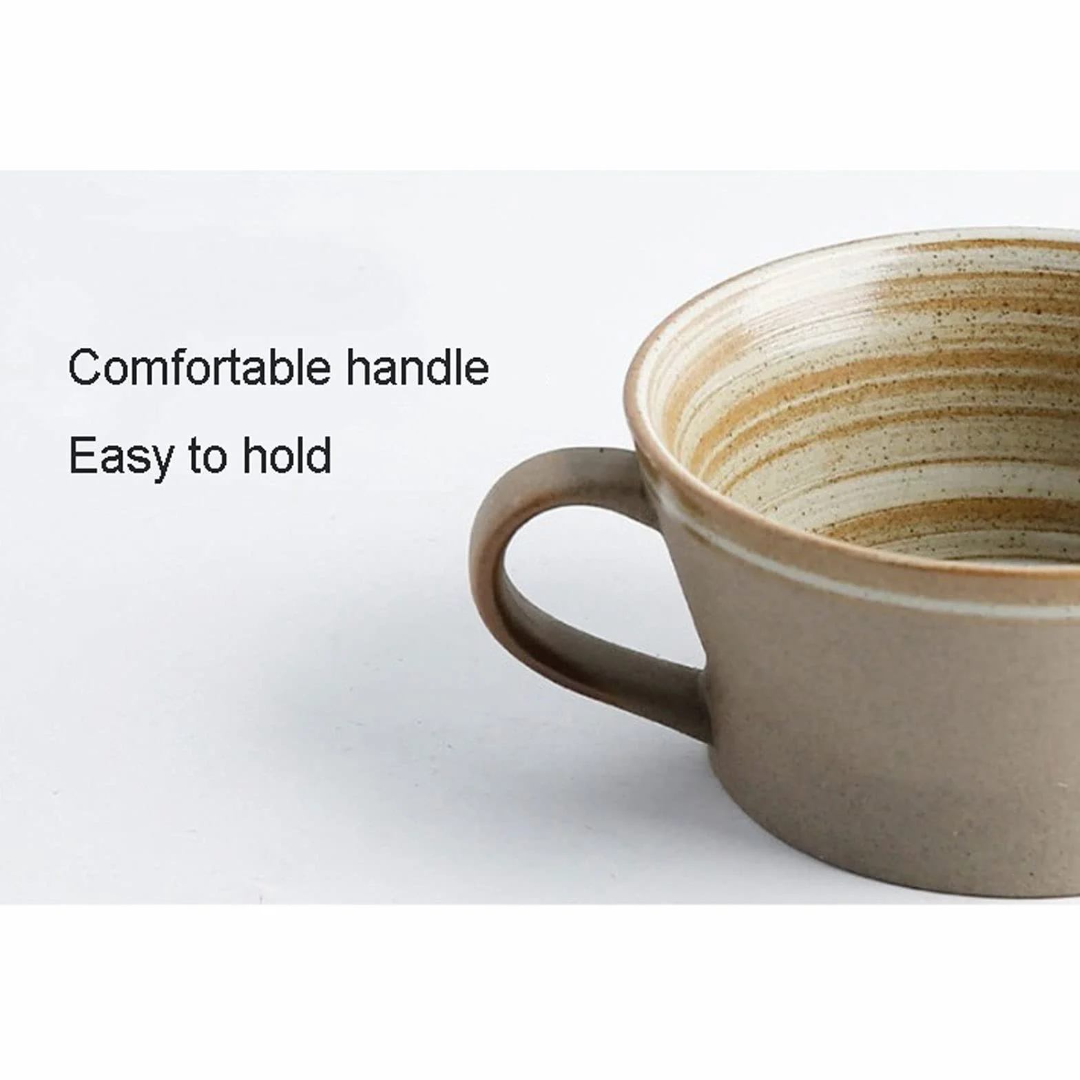 Kubki do kawy Porcelanowy Duży kubek do kawy z uchwytem 430 ml Duży kubek do herbaty Retro spiralny design Szeroki kubek do cappuccino, kawy latte, zupy, herbaty, płatków, zestaw kubków do lodów (kolor: A)