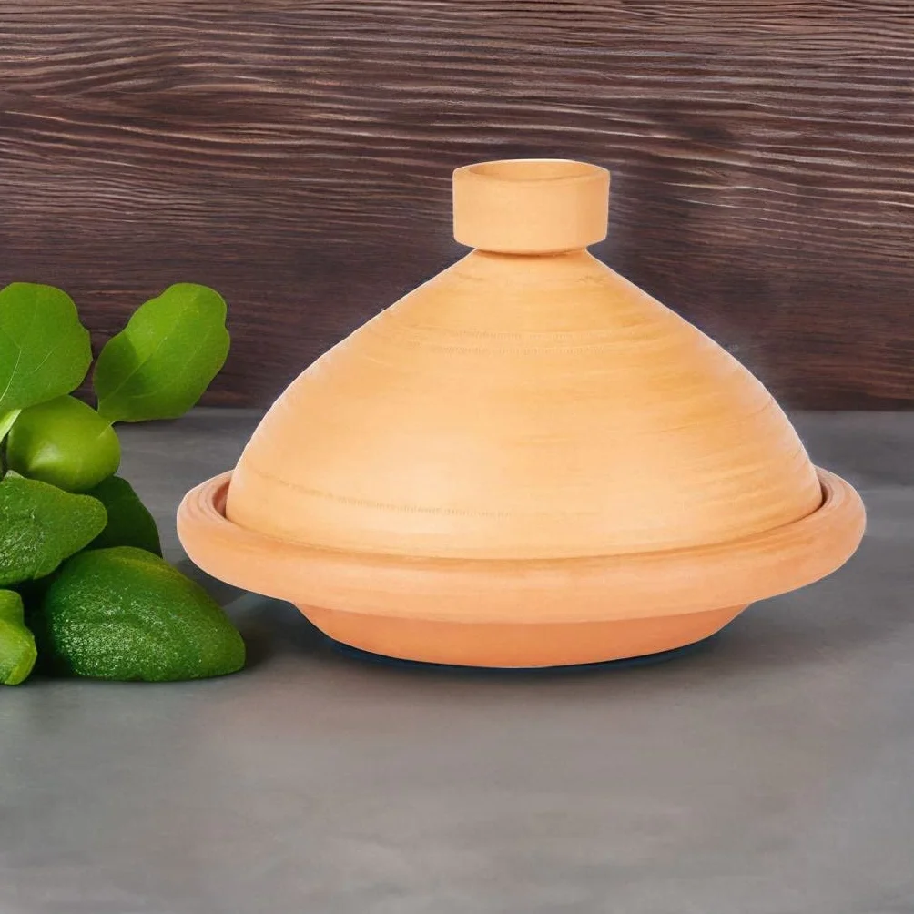 Marokański garnek Tajine do gotowania | zapiekanka nieszkliwiona Tuareg Ø 27 cm dla 1-3 osób | łącznie z przepisami i instrukcją obsługi | Oryginalny garnek gliniany ręcznie suszony z Maroka