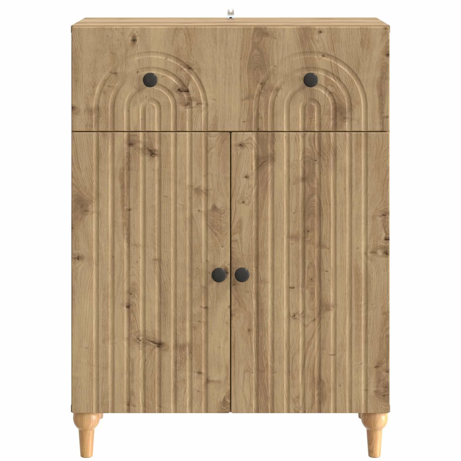 Générique Kredens drewno konstrukcyjne 66 x 34,5 x 90 cm | Solidne półki, drzwi 90°, przechowywanie kuchni lub jadalni, łatwa konserwacja