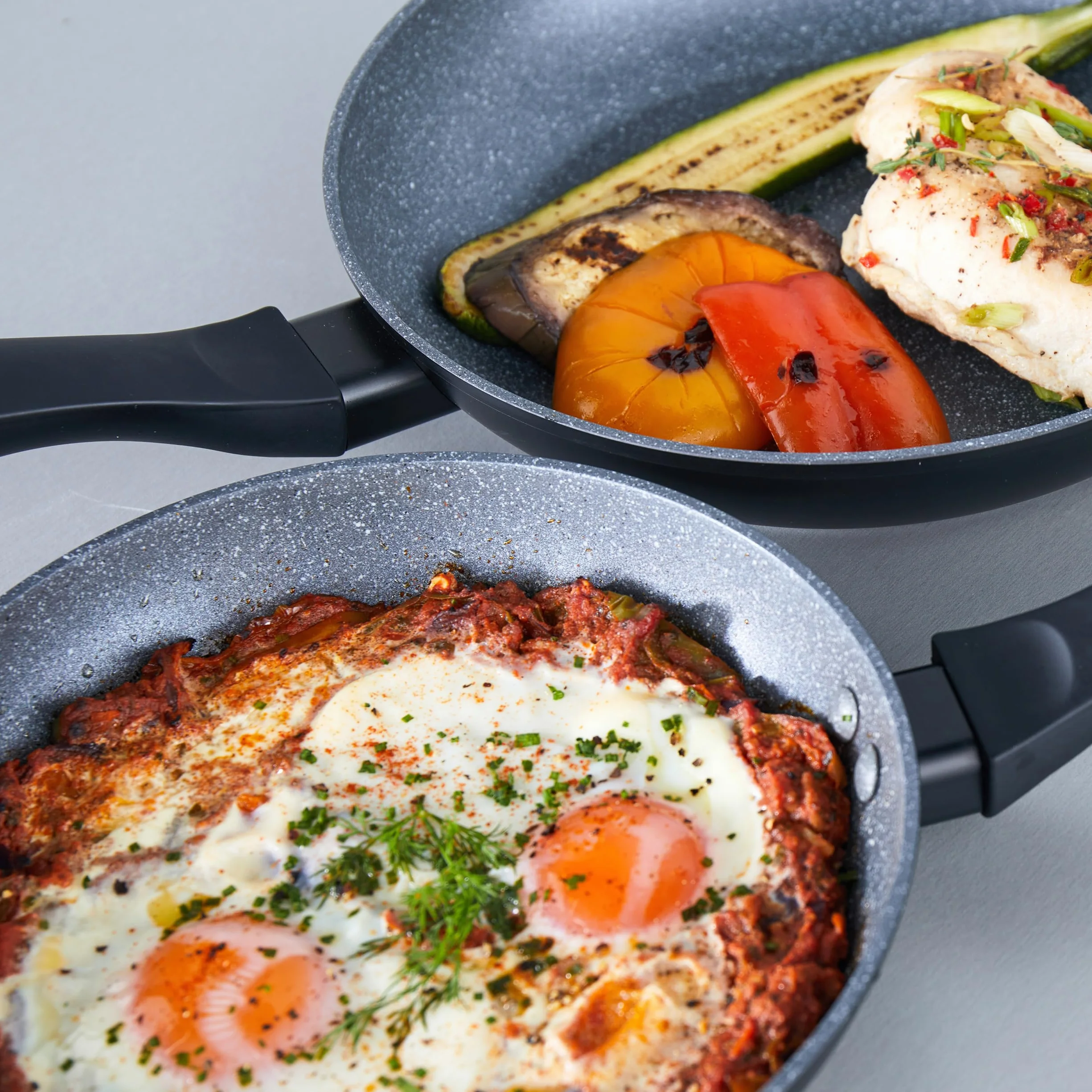 Russell Hobbs RH02799EU7 Frying Pan, Non-Stick, Induction Hob Suitable Cooking Pan, Cook With Little or No Oil For Healthy Meals, Soft Grip Handle, Metallic Marble, Strong Forged Aluminium, 24 cm