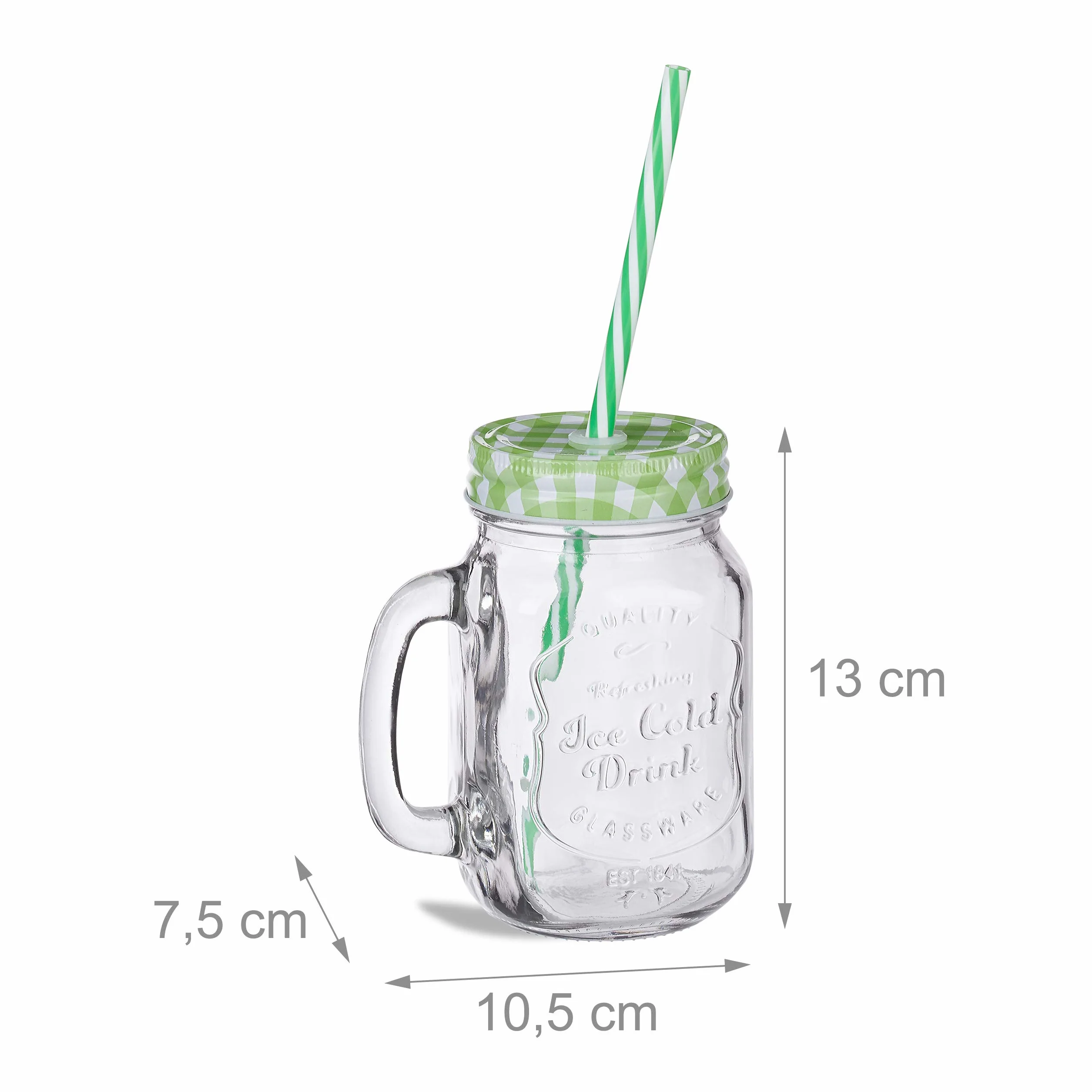 Relaxdays 16 szklanek do picia ze słomką, 400 ml, wys. x szer. x gł.: 13 x 10,5 x 15 cm, pokrywki z uchwytem, zestaw szklanek do napojów lodowych, kolorowe