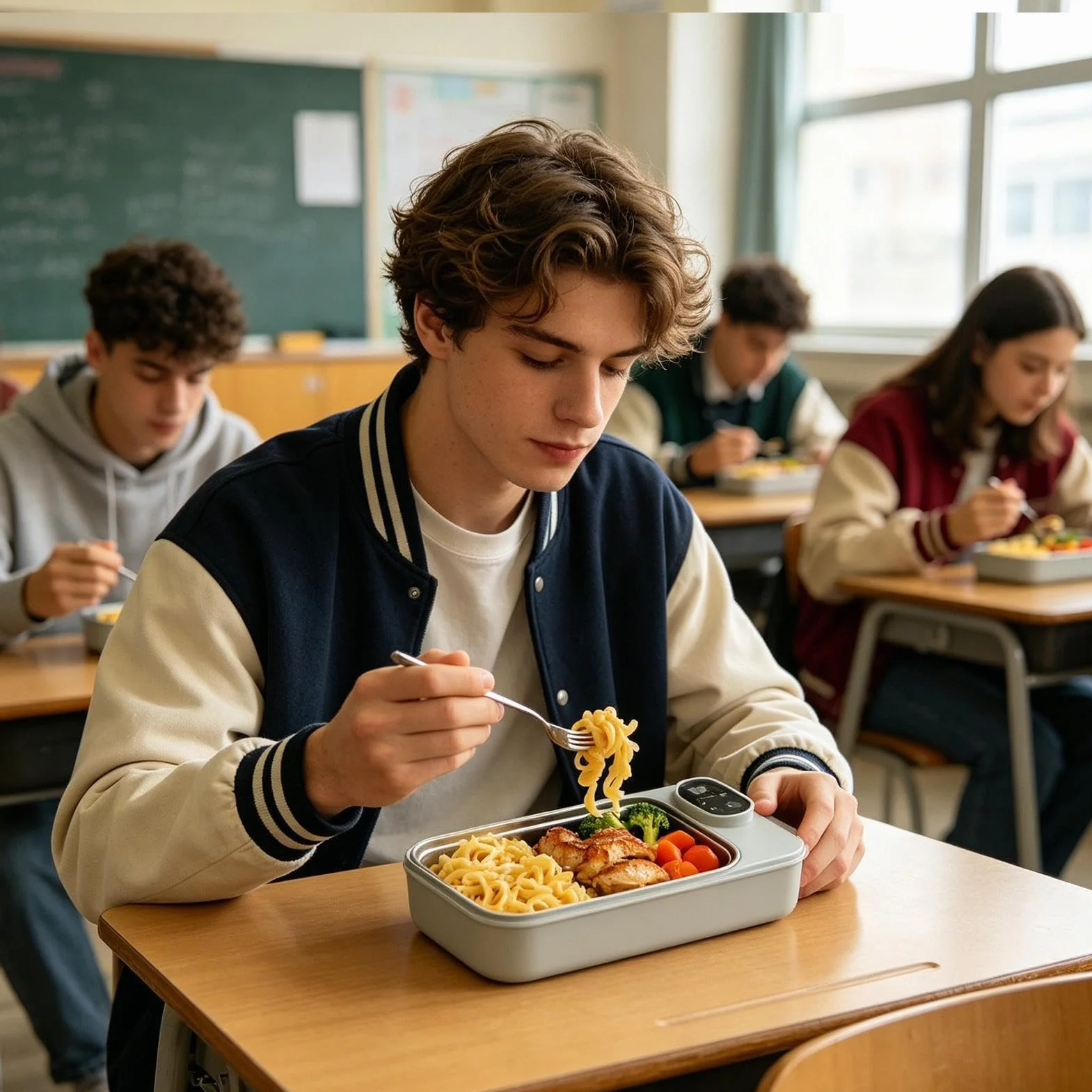 Podgrzewany Pojemnik Na Lunch 900 ml Regulowana Temperatura Podgrzewacz do | Pudełko Podgrzewające Jedzenie Praca Biuro Piknik Budowa Ciężarówka Samochód Kemping Podróż Dom Akademik Szpit