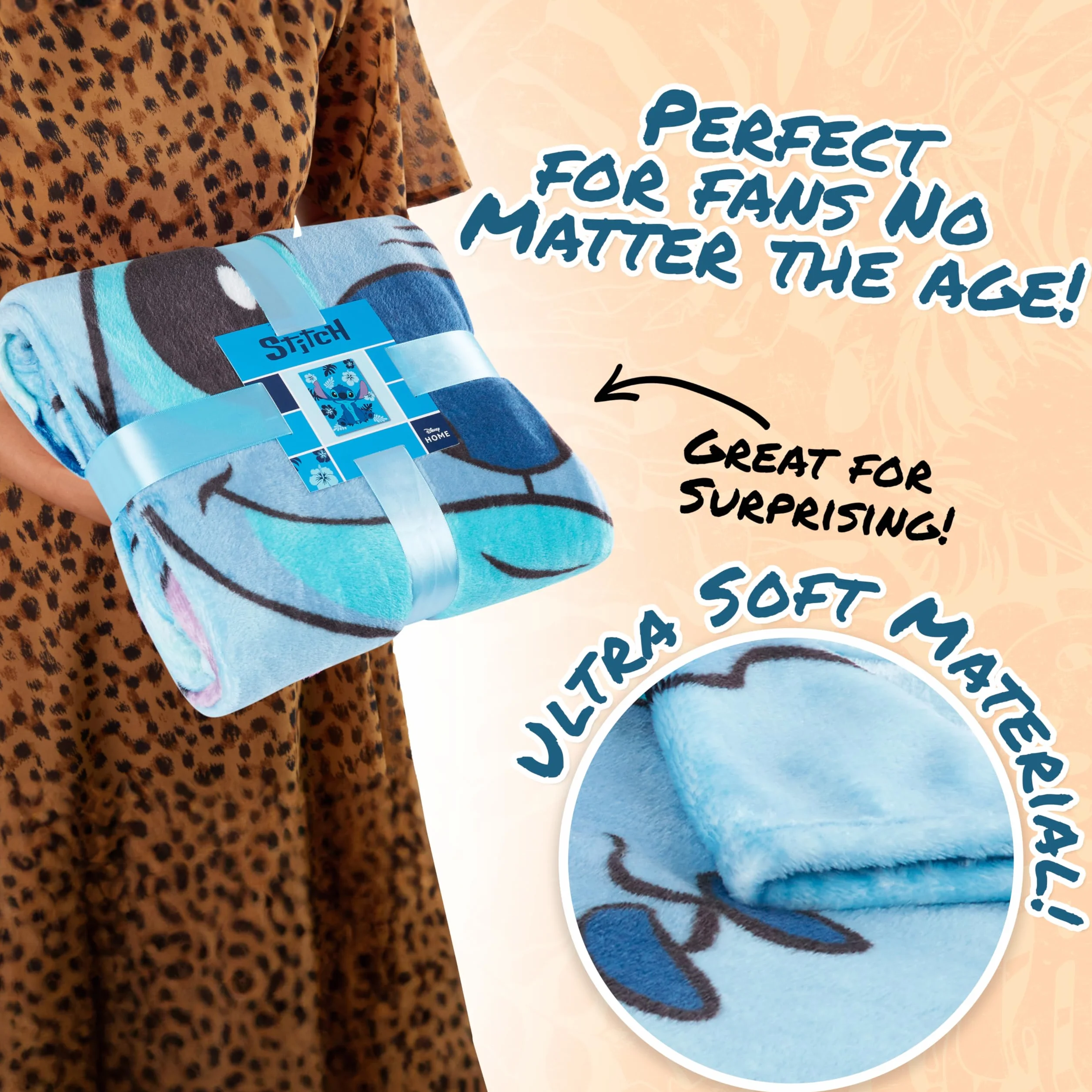 Disney Stitch Koc z poliestru flanelowego i polaru (Jasnoniebieski Stitch)