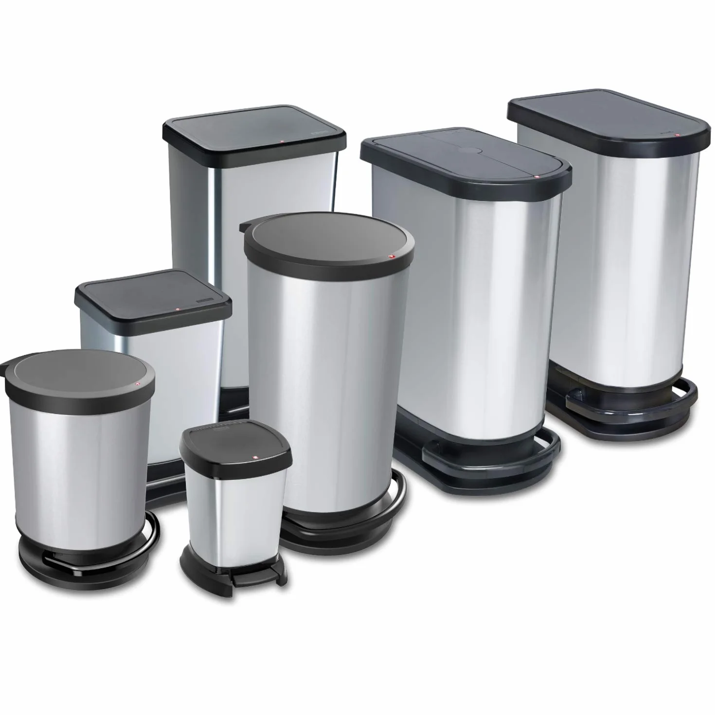 Rotho, Paso, kosz na śmieci 20 l z pedałem i pokrywką, tworzywo sztuczne (PP) nie zawiera BPA, czerwony metaliczny, 20 l (29,3 x 26,6 x 45,7 cm) | Łazienkowy kosz na śmieci, kosz na śmieci, kuchnia z szerokim pedałem, pokrywa z miękkim domykaniem, bezzapa