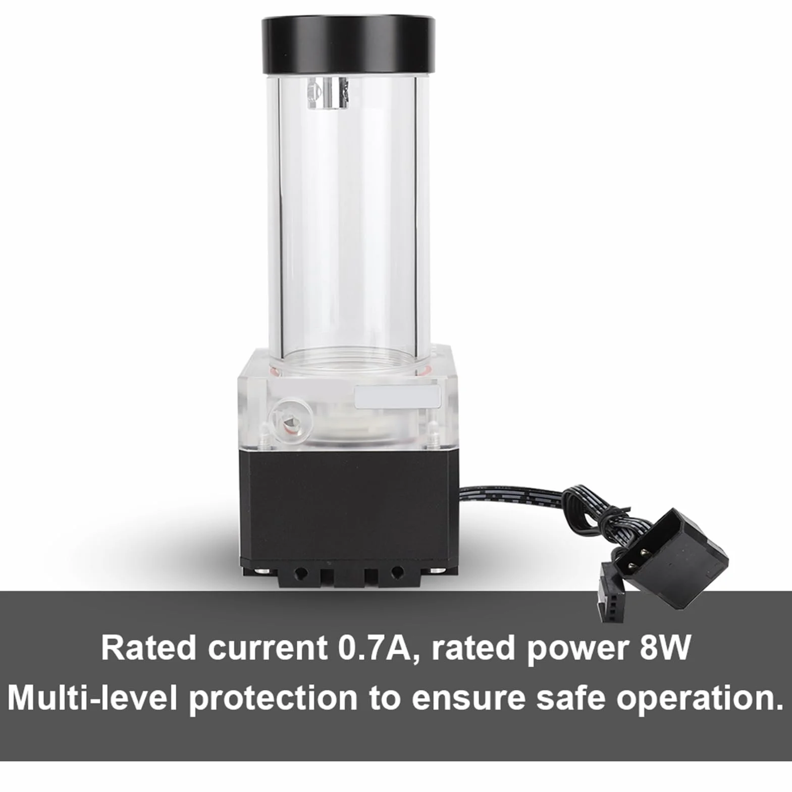 Generic Komputerowa Pompa Wodna Wydajne Odprowadzanie Ciepła Anoda Aluminiowa PMMA POM do Komputera PC Chłodnica Wodna 800L/H Zintegrowana Pompa dla Entuzjastów Gier (BLACK)