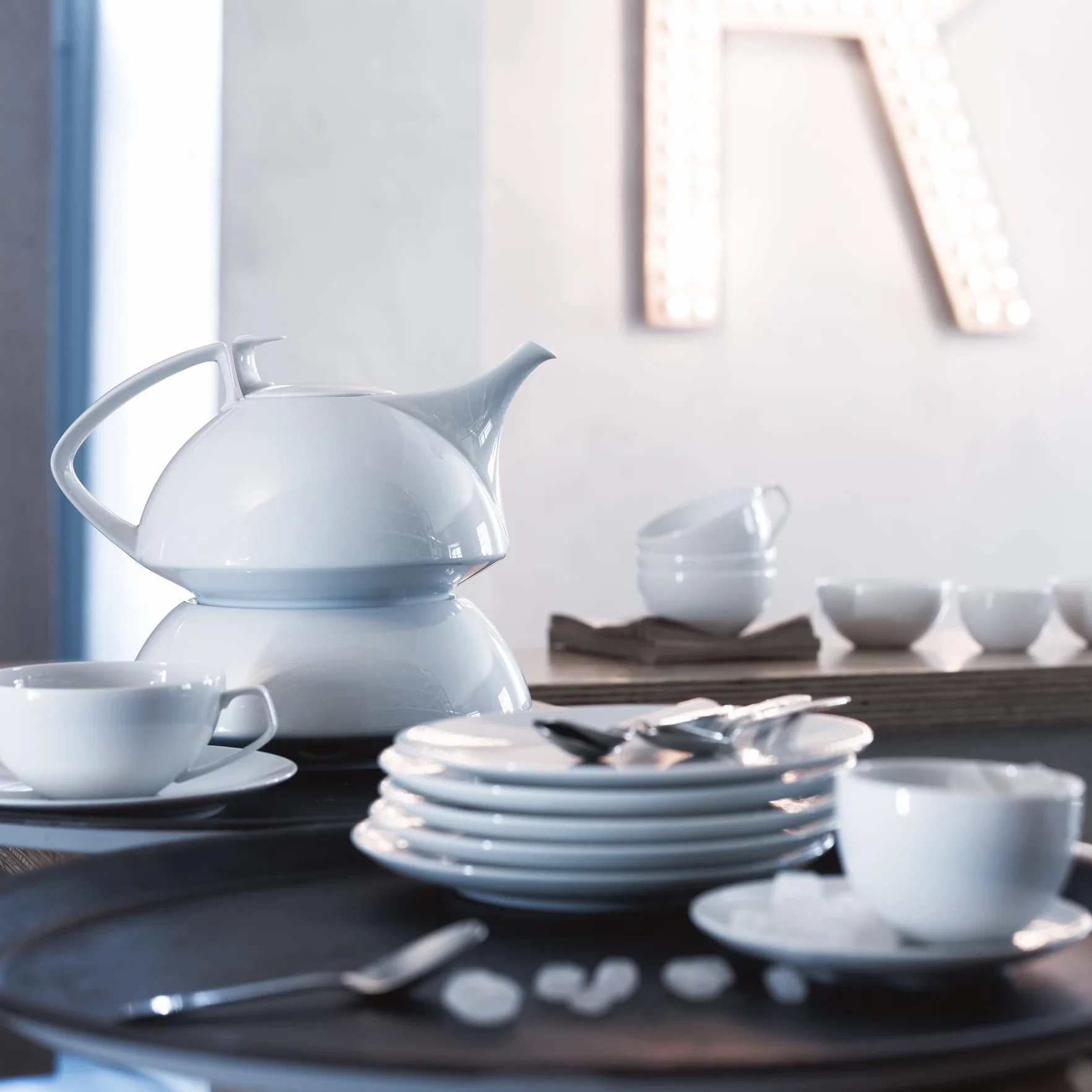 Rosenthal TAC Gropius biały – 18-częściowy zestaw stołowy dla 6 osób, z porcelany, nowoczesne naczynia do kawy, białe