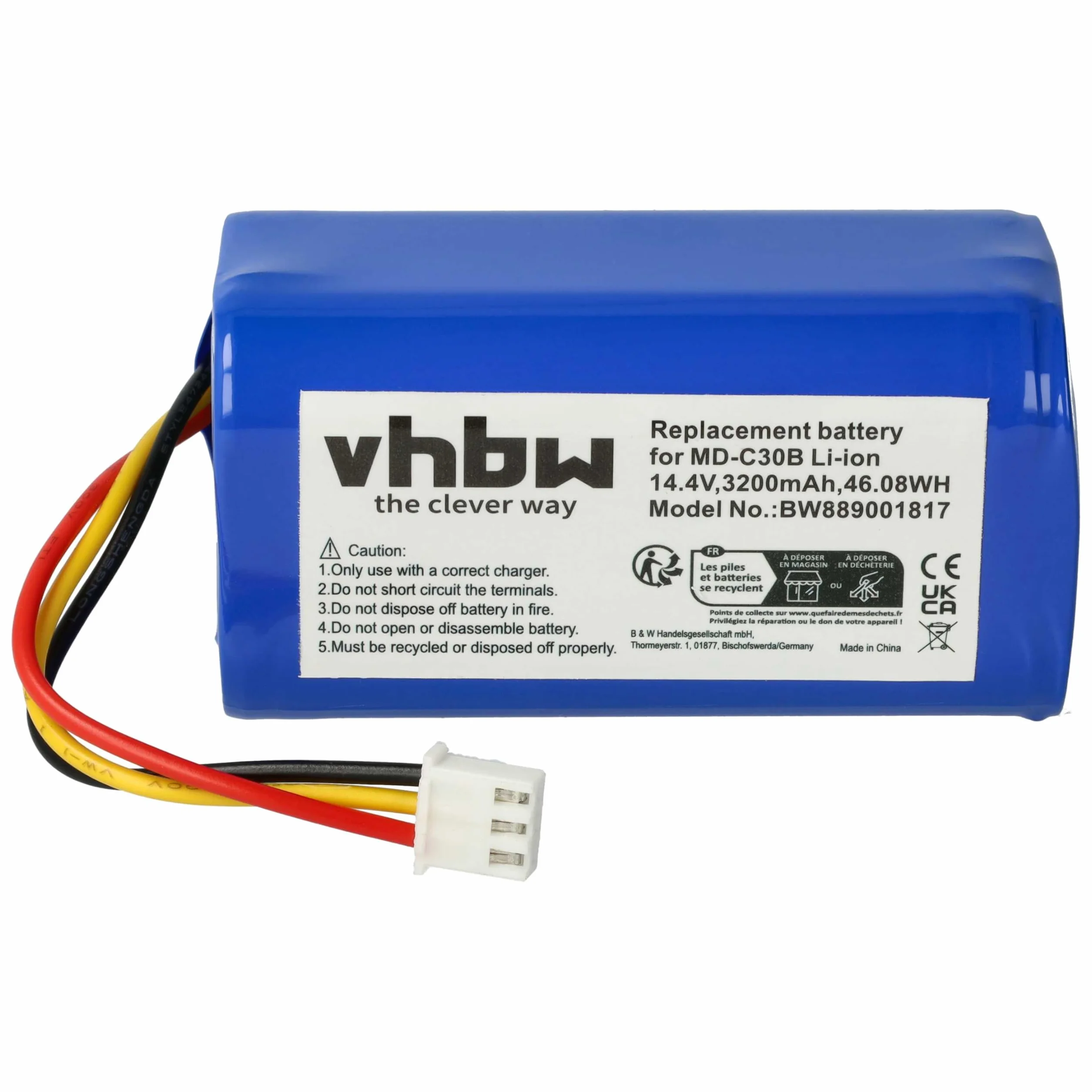 vhbw 1 x akumulator kompatybilny z Proscenic NEO 820P, NEO 830P home cleaner (3200mAh, 14,4V, Li-ion)