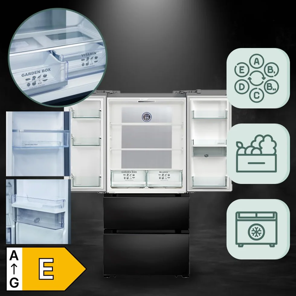 Kaiser Lodówka Side-by-Side KS 80420 RS czarna + IceBox | lodówko-zamrażarka | efekt Anti-Touch | No Frost | Cloud Fresh | dozownik wody | IceMaker | VitaminPLUS | Super Frost | 506 l