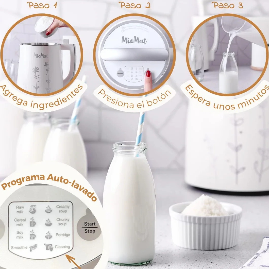 MioMat Elektryczny młynek do żywności, młynek do mleka roślinnego, ziaren, zupy, owsianki, smoothie