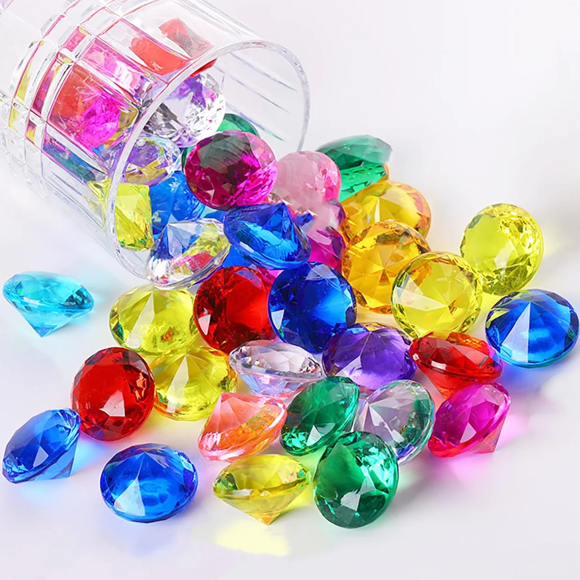 100 sztuk diamentów dla dzieci, 20 mm, kolor kamieni szlachetnych dla dzieci, duża zabawa, akrylowe diamenty, kamienie ozdobne do robótek, dekoracja do sypania na ślub, przyjęcie, wypełnienie wazonów