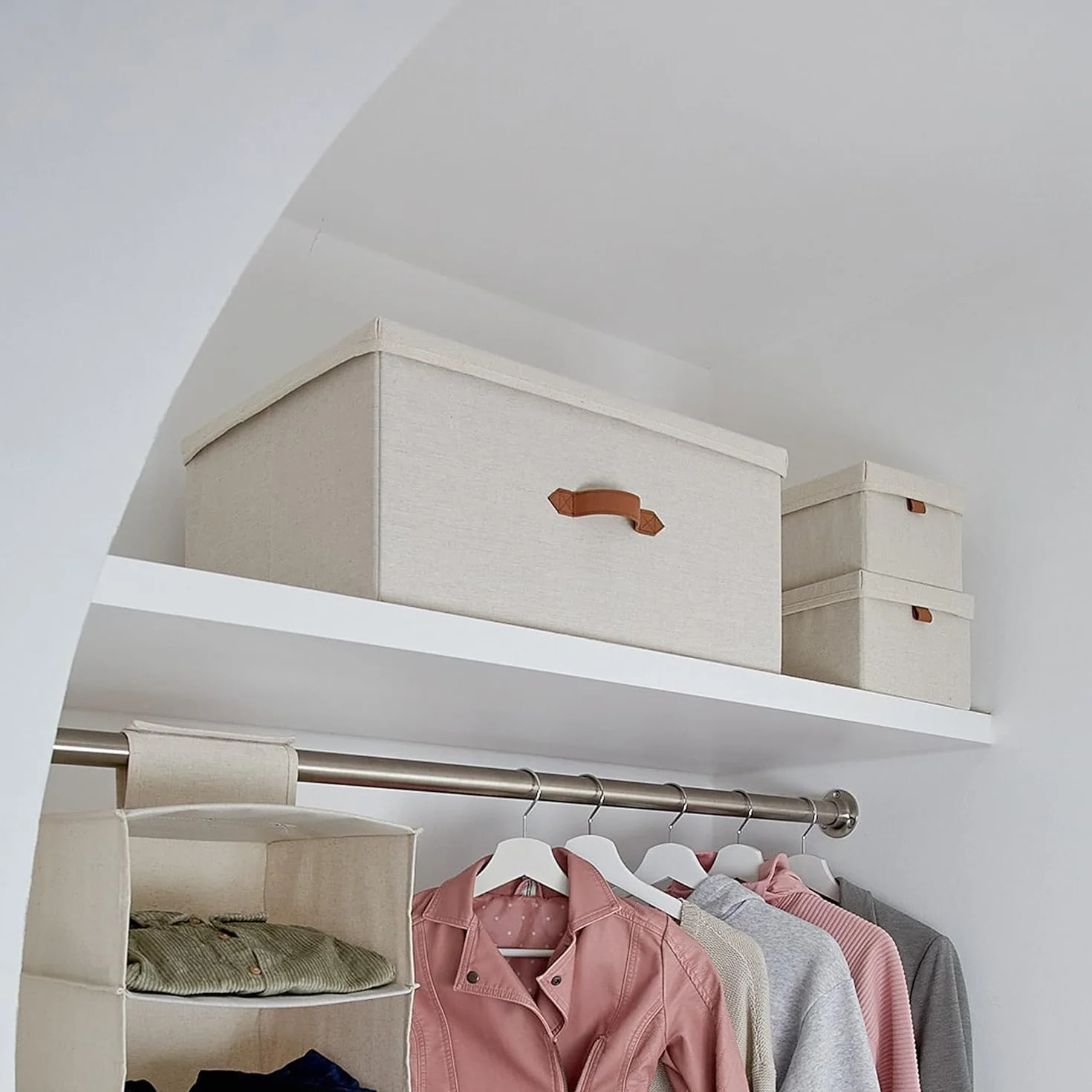 LOVE IT STORE IT Premium pudełko do przechowywania z pokrywką – z wysokiej jakości mieszanki lnu i bawełny – wzmocnione drewnem – bardzo duże i stabilne – beżowe – 54 x 40 x 25 cm