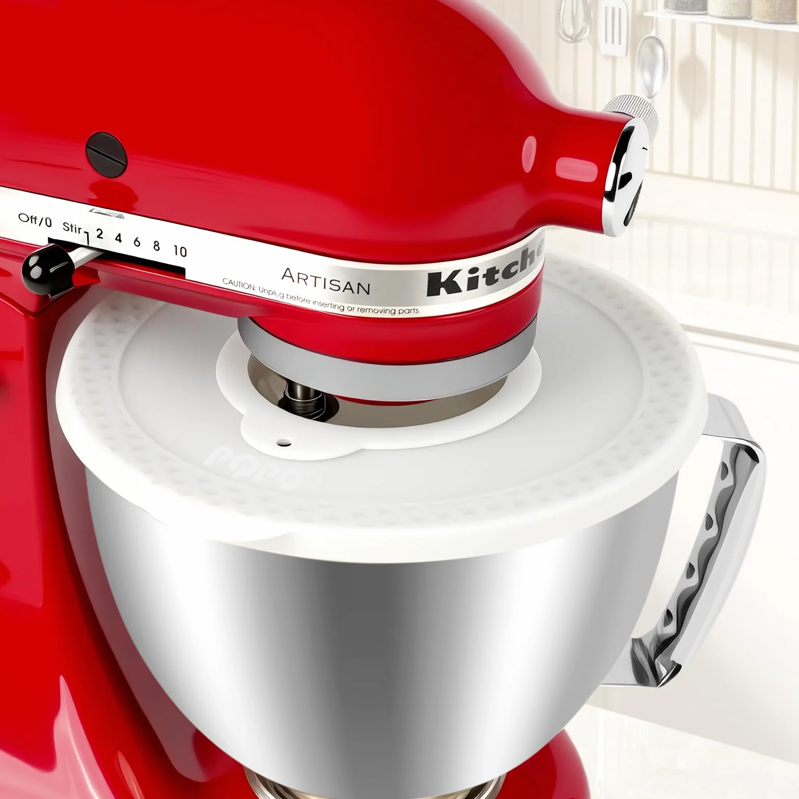 Zestaw misek blendera ze stali nierdzewnej 5 czwartych kompatybilny z mikserami stojącymi z głowicą uchylną Kitchen Aid 4,5 do 5 czwartych (5-czwarta miska+biała pokrywa)