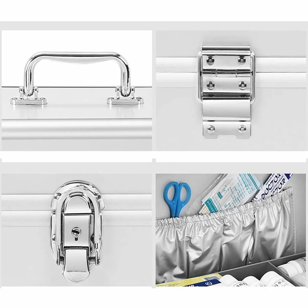 ZSH Skrzynka medyczna ze stopu aluminium, wielofunkcyjna, przenośna, aptekarska, aptekarska, zestaw pierwszej pomocy (rozmiar: S)