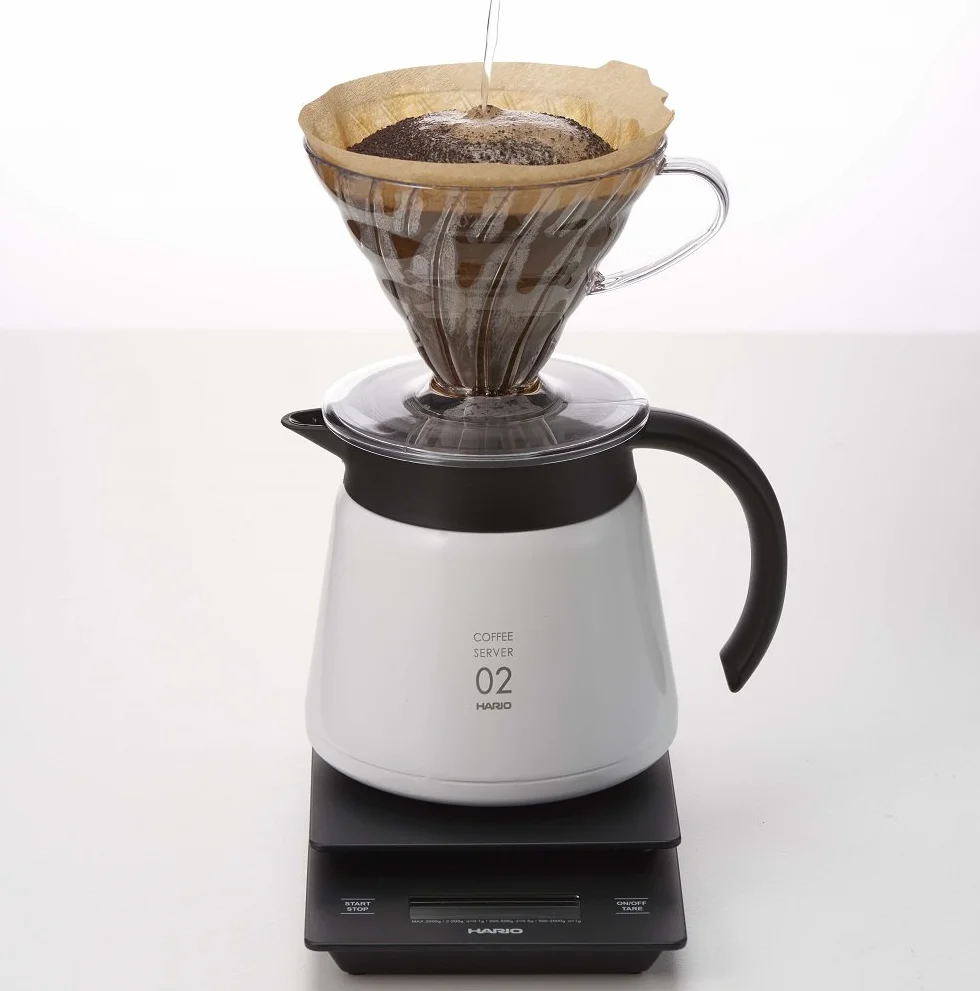 Hario CD-V60-02-biały-600 ml dzbanek termiczny izolowany serwer V60-02-biały-600 ml, stal nierdzewna, biały