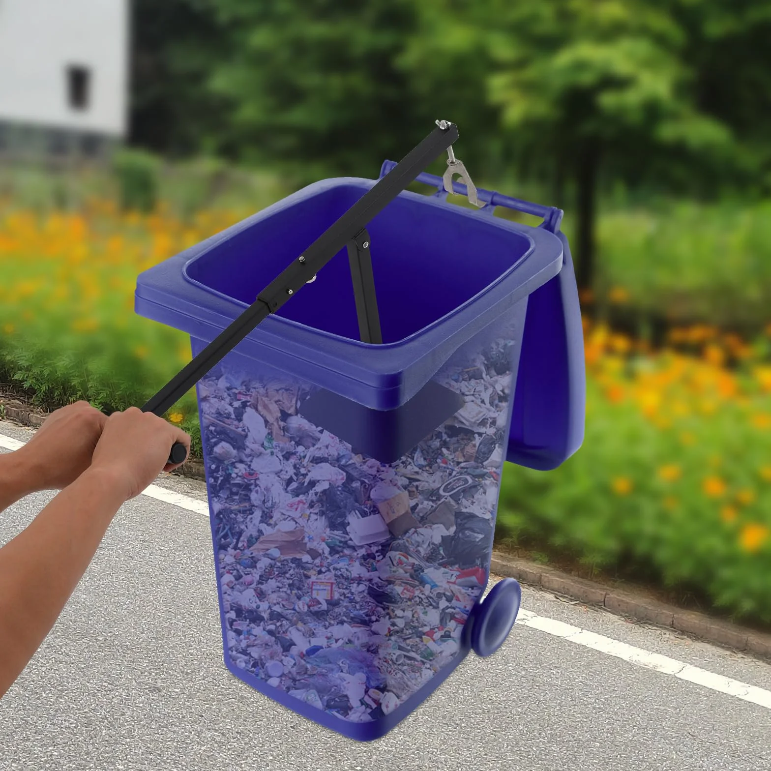 Domowy kosz na śmieci prasa skompresowany pojemnik na odpady z żelaza, ręczna prasa papierowa do kosza 60 l do 100 l, nośność do 50 kg