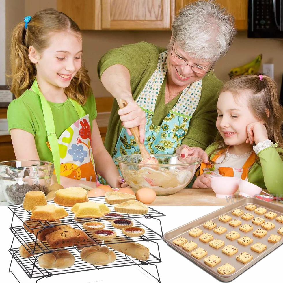 3-poziomowy stojak chłodzący, regał do pieczenia do układania w stos, kuchenny stojak chłodzący ciasteczka artykuły do pieczenia ciastek chlebowych i nie tylko (3-poziomowe stojaki chłodzące)