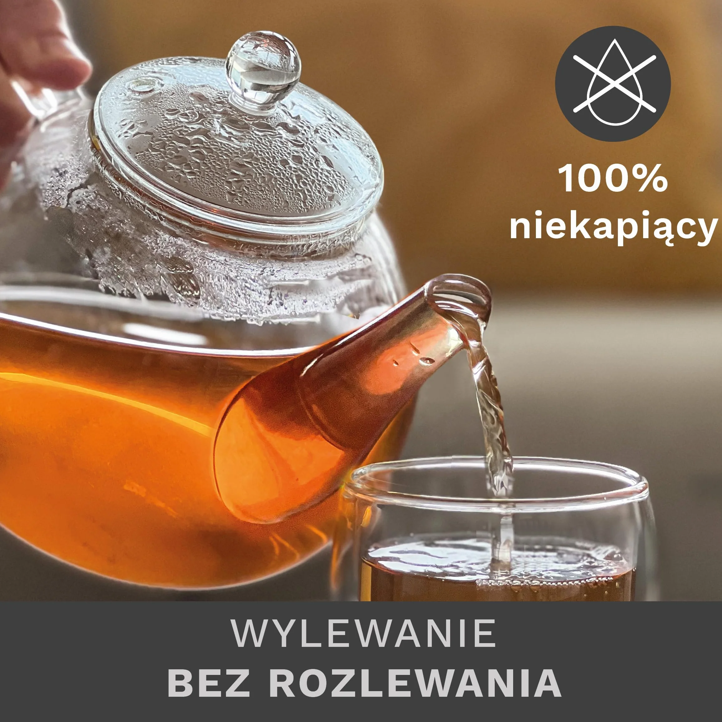 Creano Szklany dzbanek do herbaty o pojemności 1,2 l, 3-częściowy zaparzacz do herbaty z wbudowanym sitkiem ze stali nierdzewnej i szklaną pokrywką, idealny do przygotowywania luźnych herbat, bez kapania