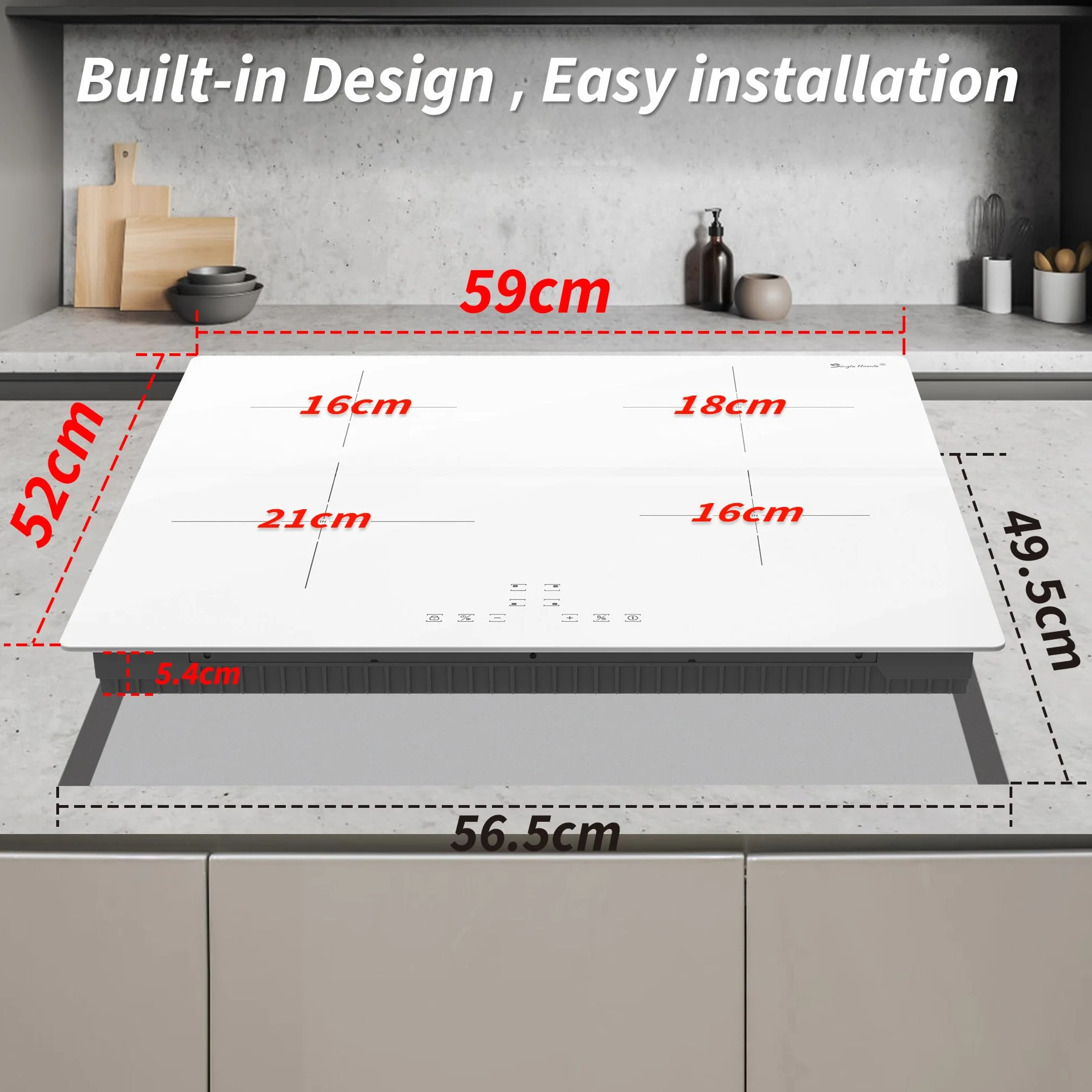 Płyta indukcyjna 60 cm, 4 płyty, delikatne białe szkło, płyta indukcyjna z funkcją Boost, 9 poziomów mocy i timer 1-99 min, automatyczne zabezpieczenie przed wyłączeniem, zabezpieczenie przed dziećmi,
