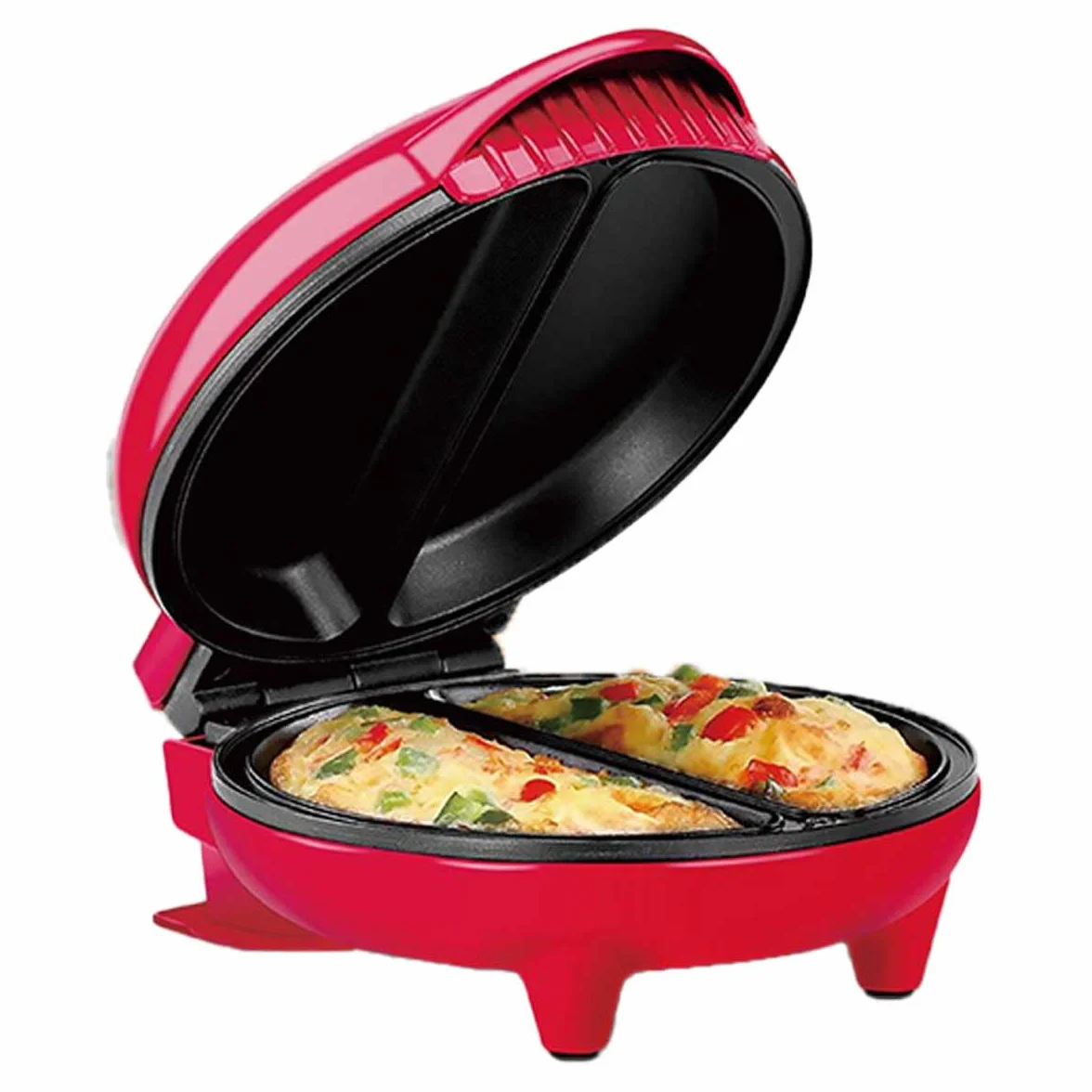 Płyta do omletu Naleśniki 750W, 2-osobowa płyta elektryczna do omletów z płytą nieprzywierającą, automatyczny termostat, czerwony