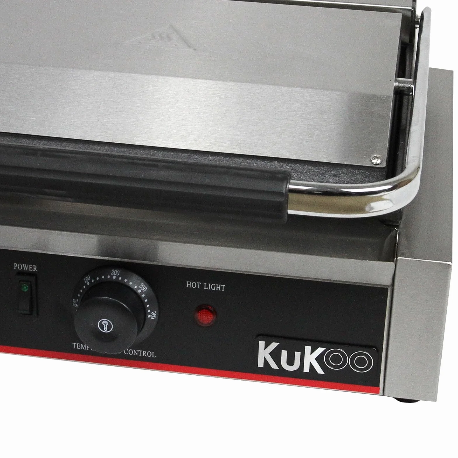 KuKoo grill kontaktowy (2200 W) - 2 płyty, temperatura 50-300°C, bezpłatna szczotka do czyszczenia + 2 tacki ociekowe, płyta grillowa Panini