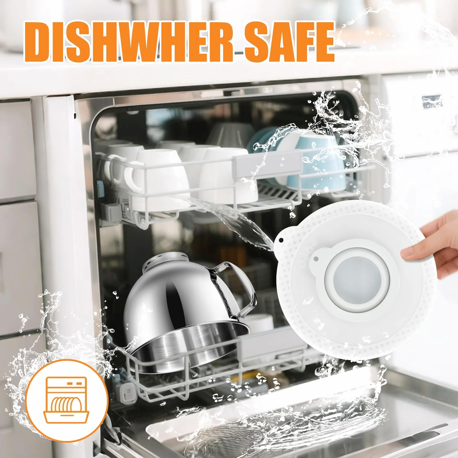 Zestaw misek blendera ze stali nierdzewnej 5 czwartych kompatybilny z mikserami stojącymi z głowicą uchylną Kitchen Aid 4,5 do 5 czwartych (5-czwarta miska+biała pokrywa)