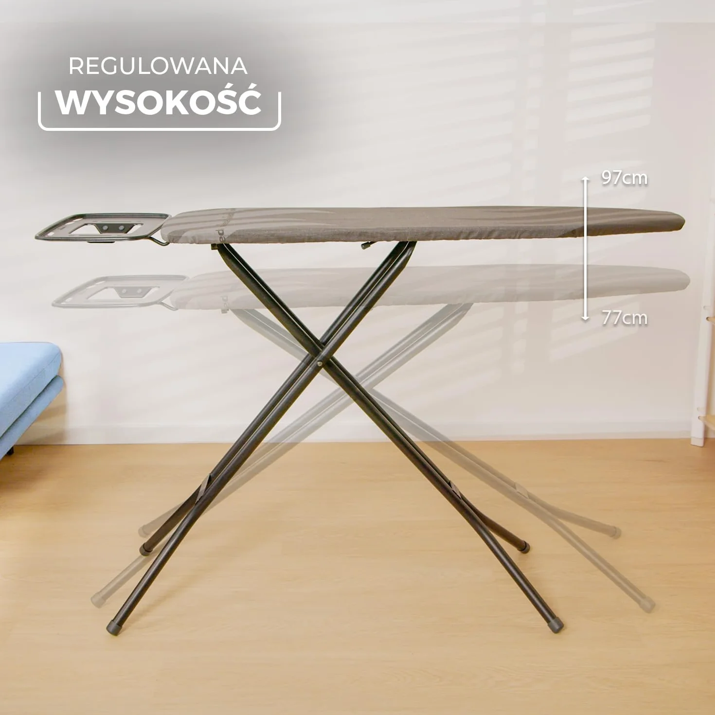 Vileda Total Reflect Ultimate deska do prasowania | Szybkie prasowanie, wytrzymała, szeroka powierzchnia, regulowana wysokość, XXL podpórka, łatwa do składania i przechowywania