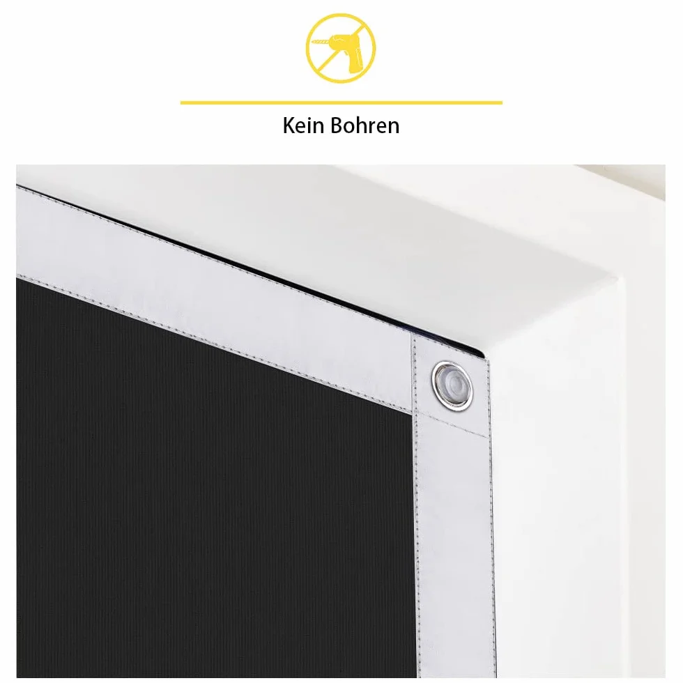 Eurohome Termiczna roleta na okno dachowe, bez wiercenia, ochrona przed słońcem, roleta zaciemniająca z przyssawkami, do okien Velux, czarna, 76 x 98 cm